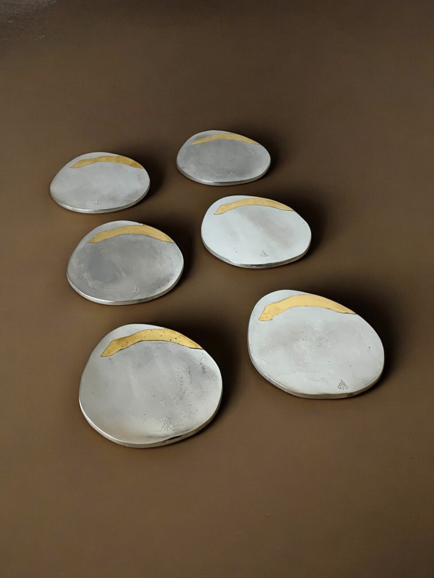 Set of 6 Brutalist Coasters by Garcia Marquez, Spain, 1970's