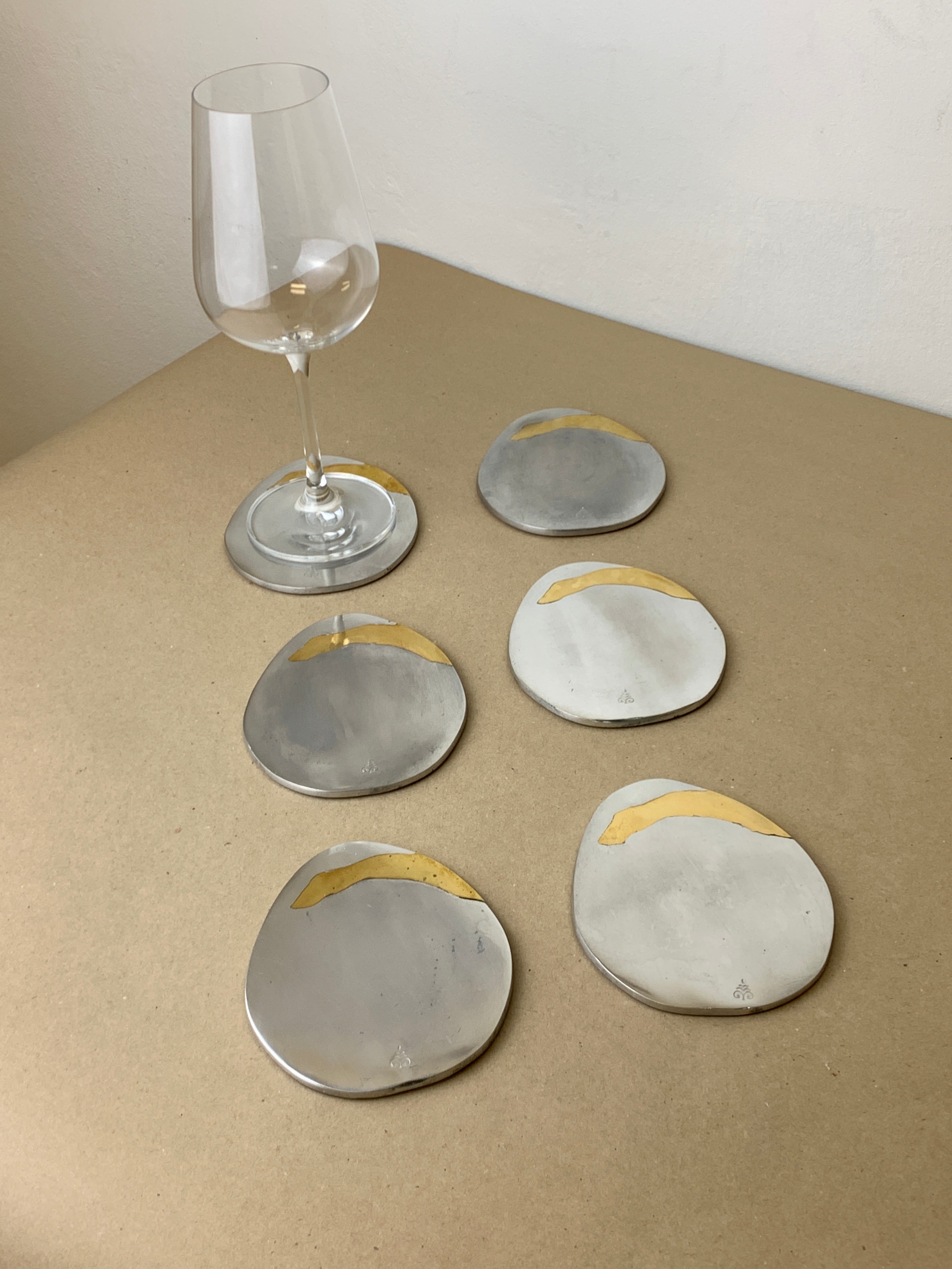 Set of 6 Brutalist Coasters by Garcia Marquez, Spain, 1970's