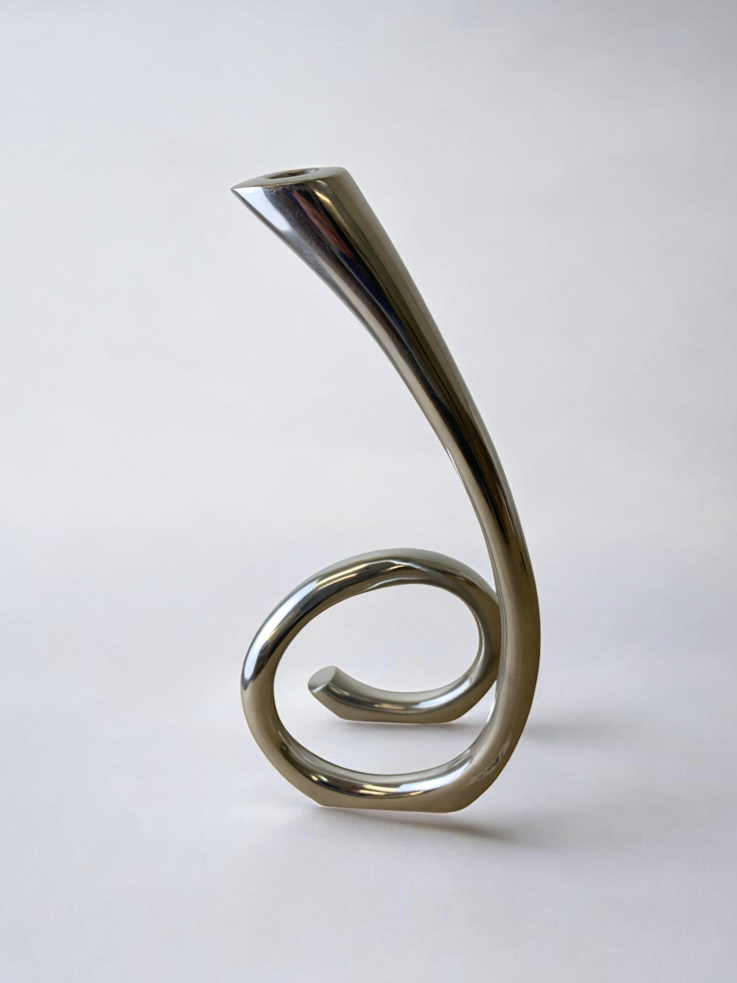 Biomorphic candleholder, solid aluminum, Spain, circa 1970's