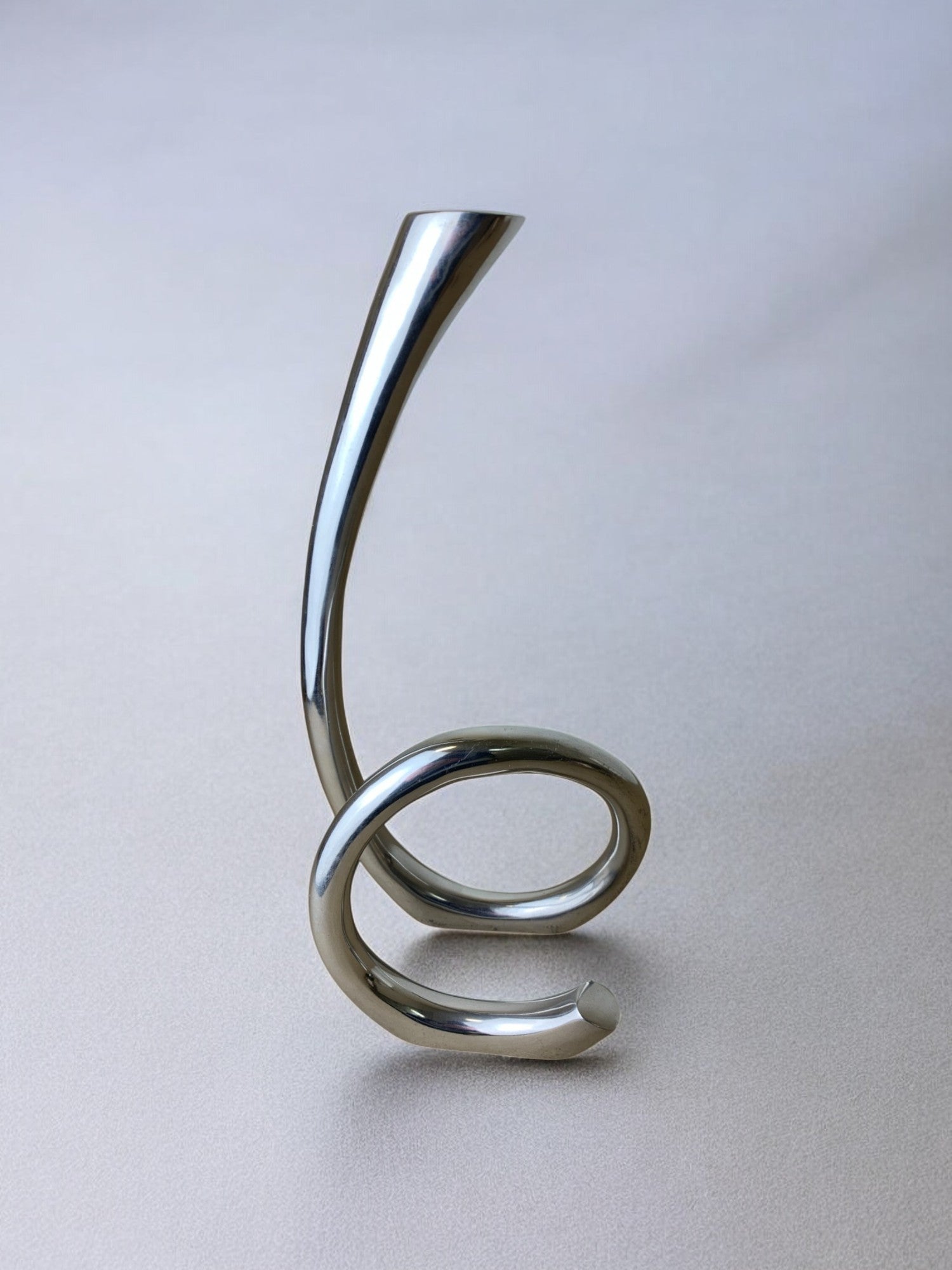 Biomorphic candleholder, solid aluminum, Spain, circa 1970's