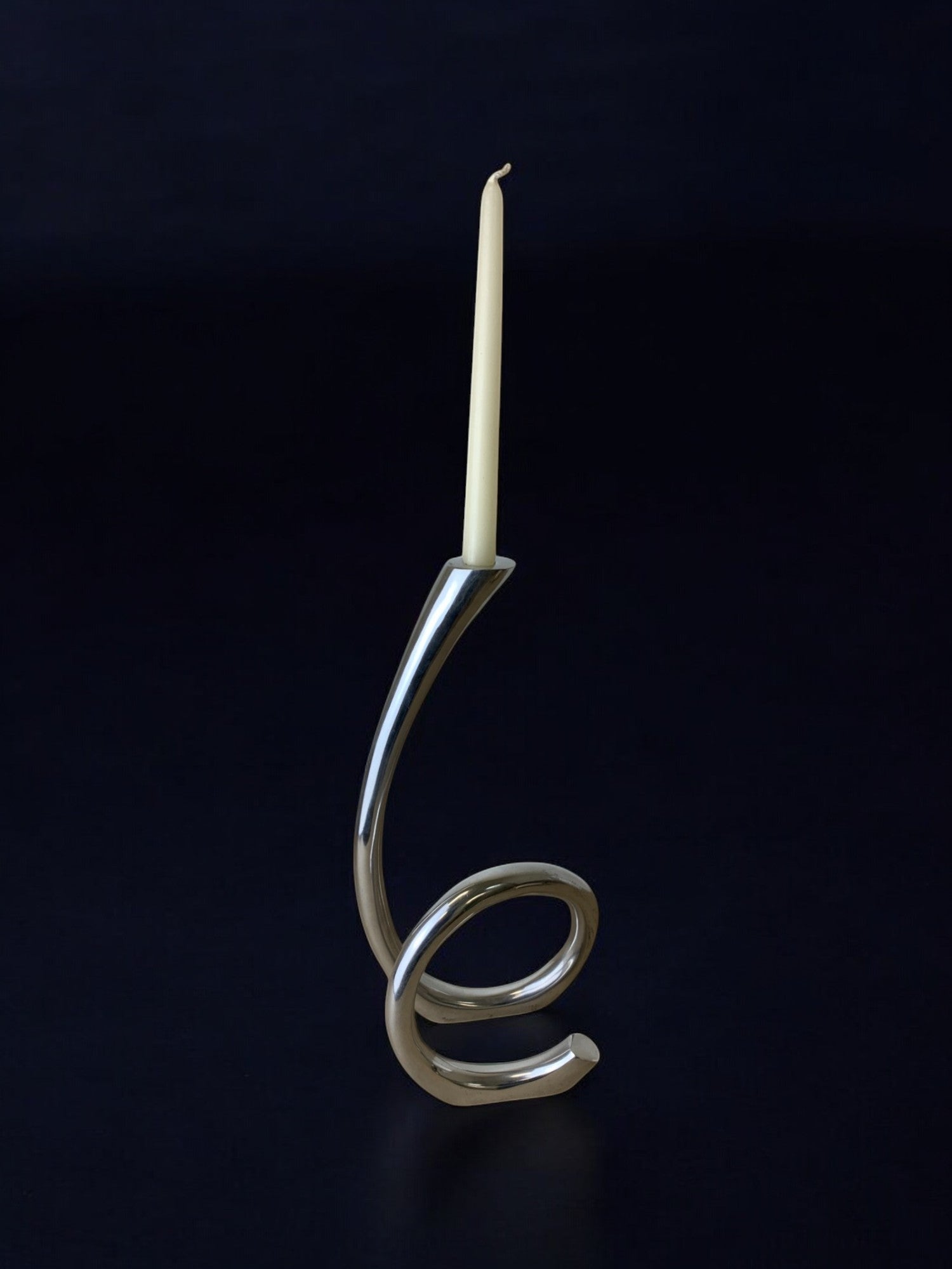 Biomorphic candleholder, solid aluminum, Spain, circa 1970's