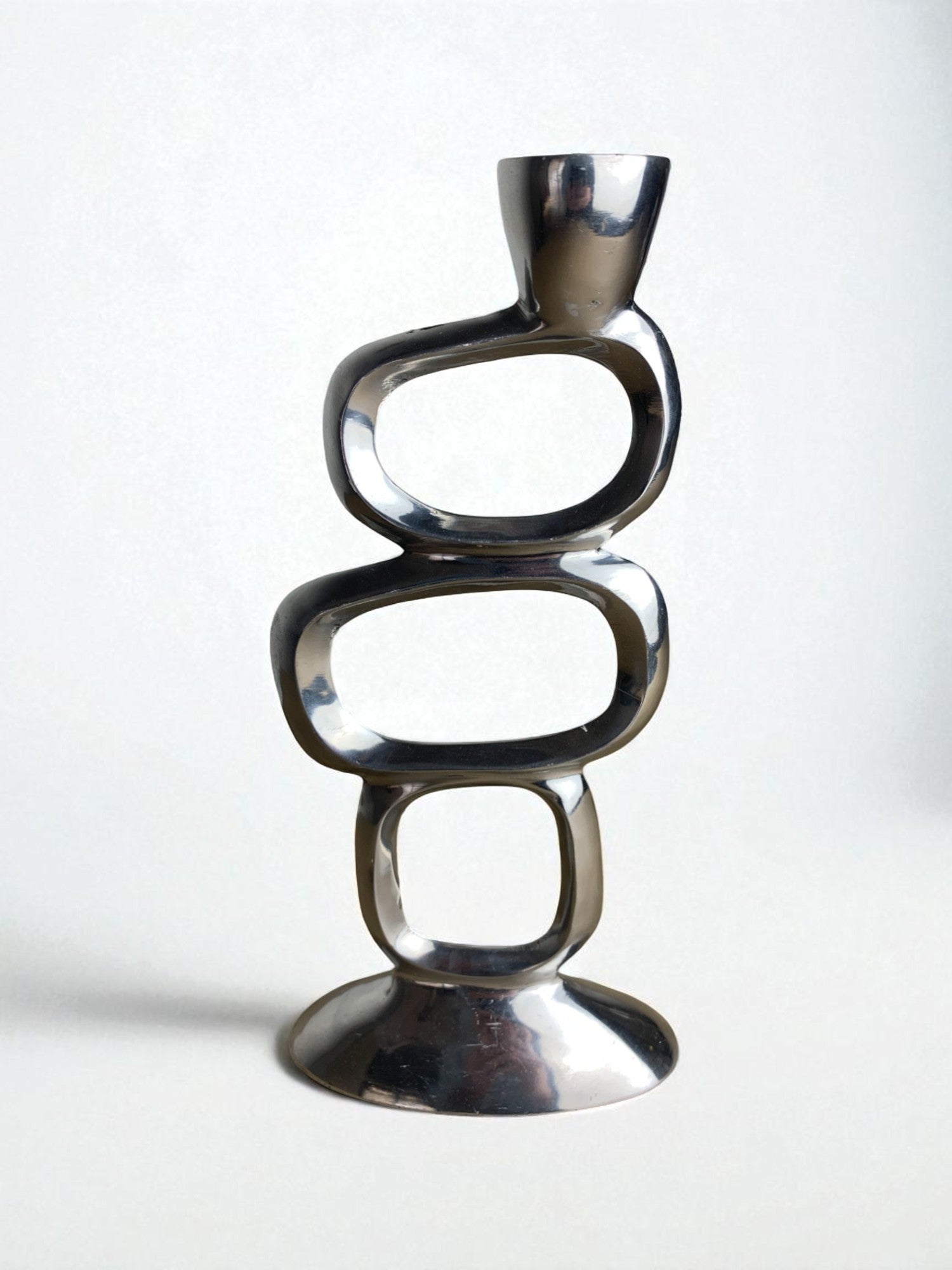 Circle candlestick by matthew hilton, aluminium, 1980's
