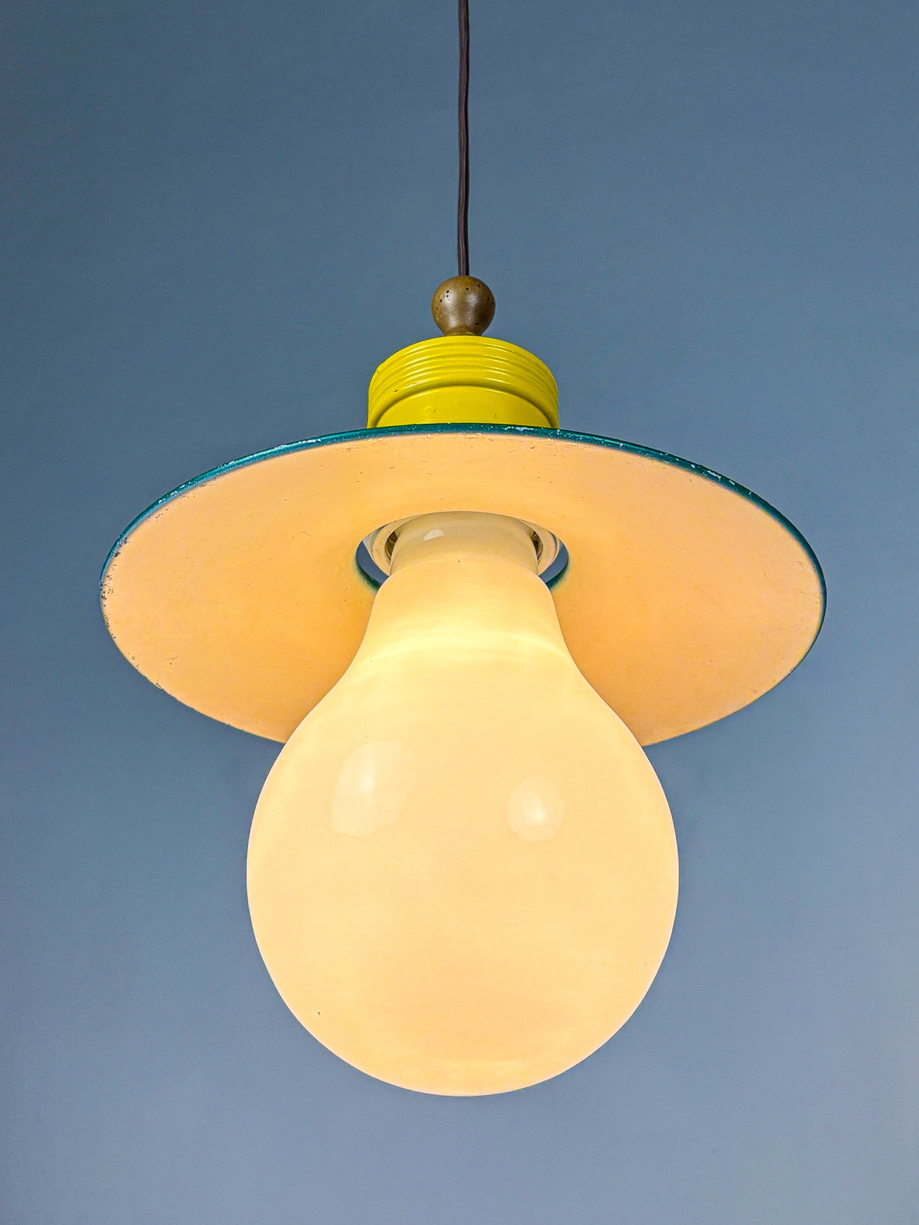 Spanish Metalarte XL "Bulb" Ceiling Pendant, White Opaline Glass, 1970s