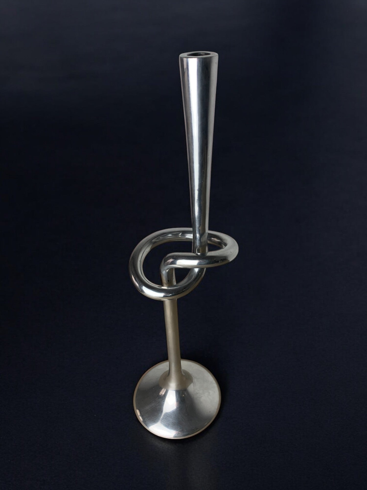 XL knotted candlestick in Solid aluminum, Italy, 1980