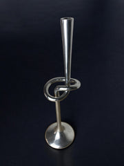 XL knotted candlestick in Solid aluminum, Italy, 1980