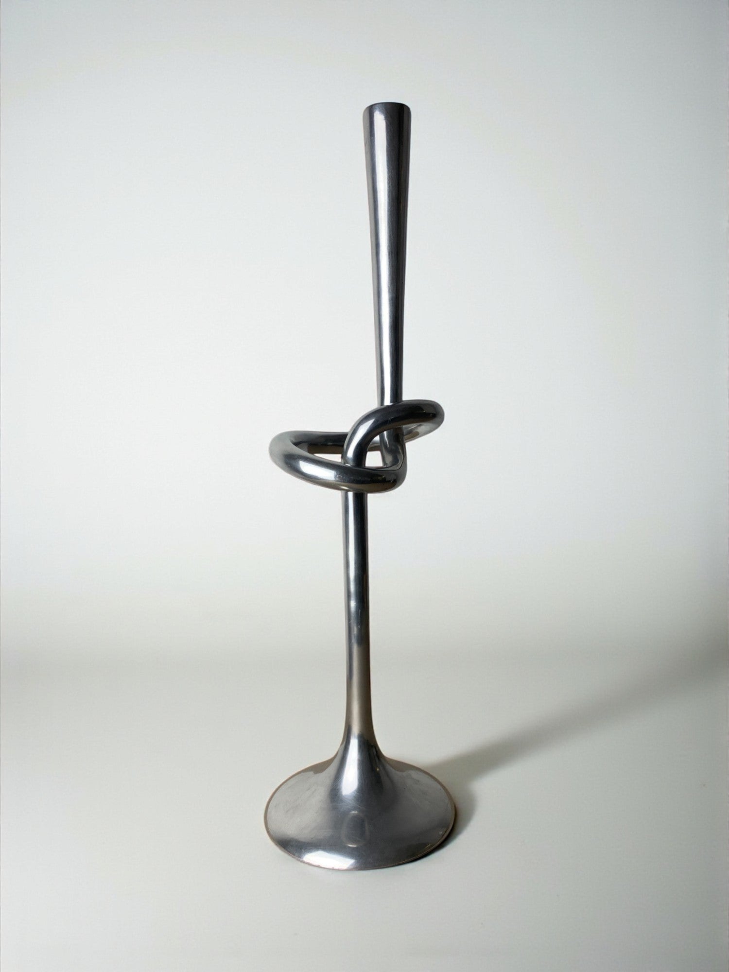 XL knotted candlestick in Solid aluminum, Italy, 1980