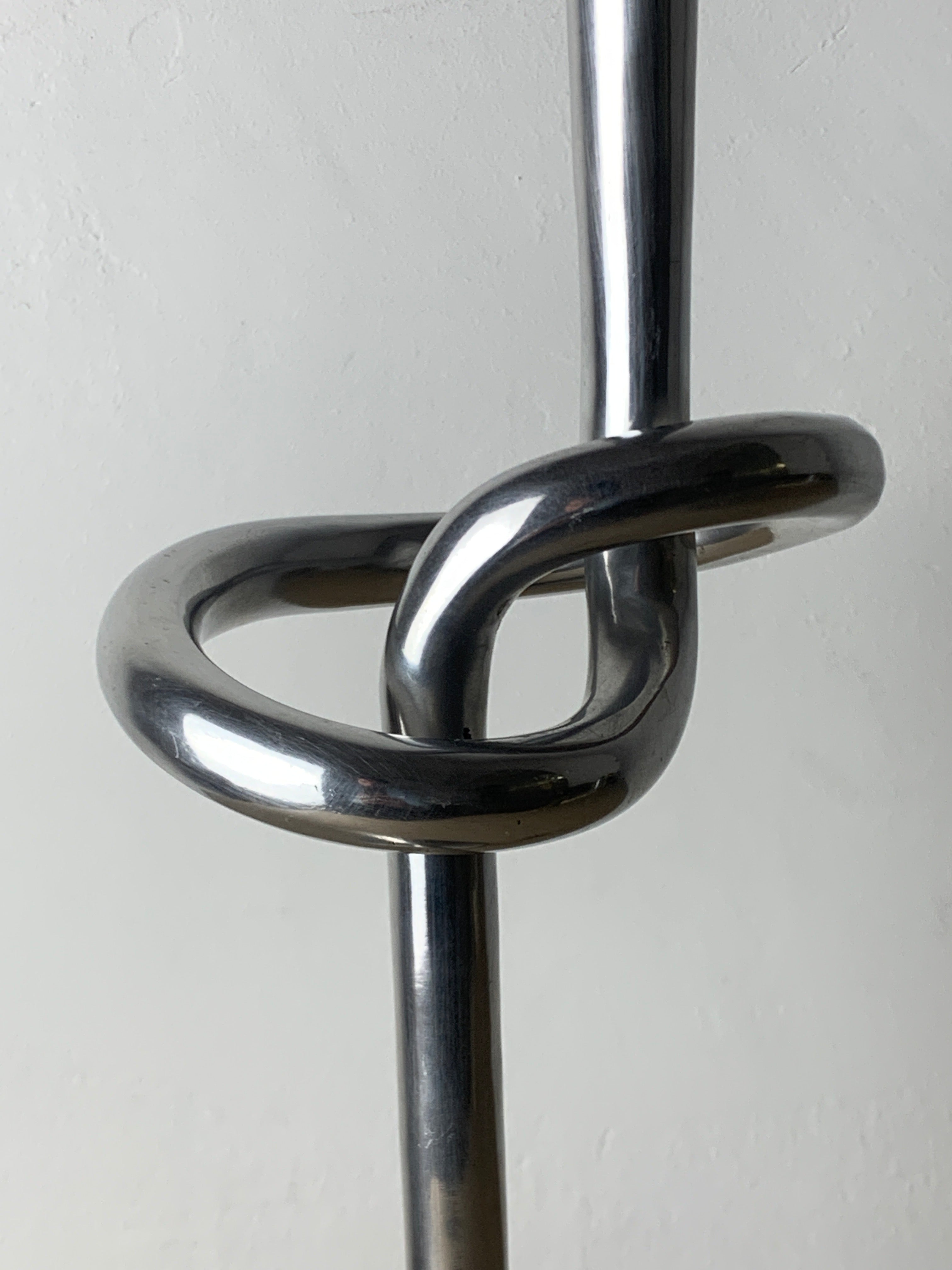 XL knotted candlestick in Solid aluminum, Italy, 1980