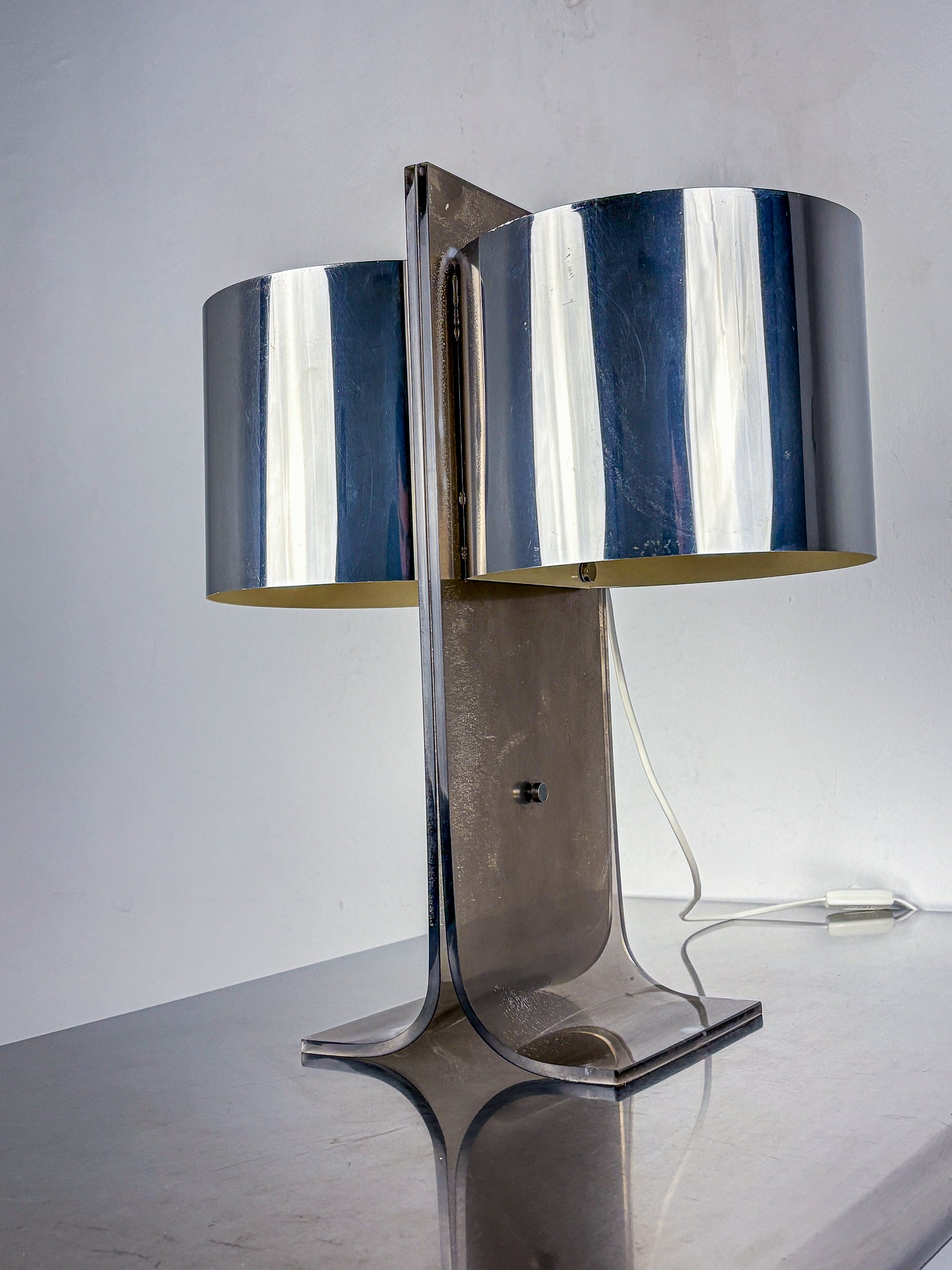 Lucite and Chrome Table Lamp Attributed to Gianfranco Fini & Fabrizio Cocchi, Italy 1970s