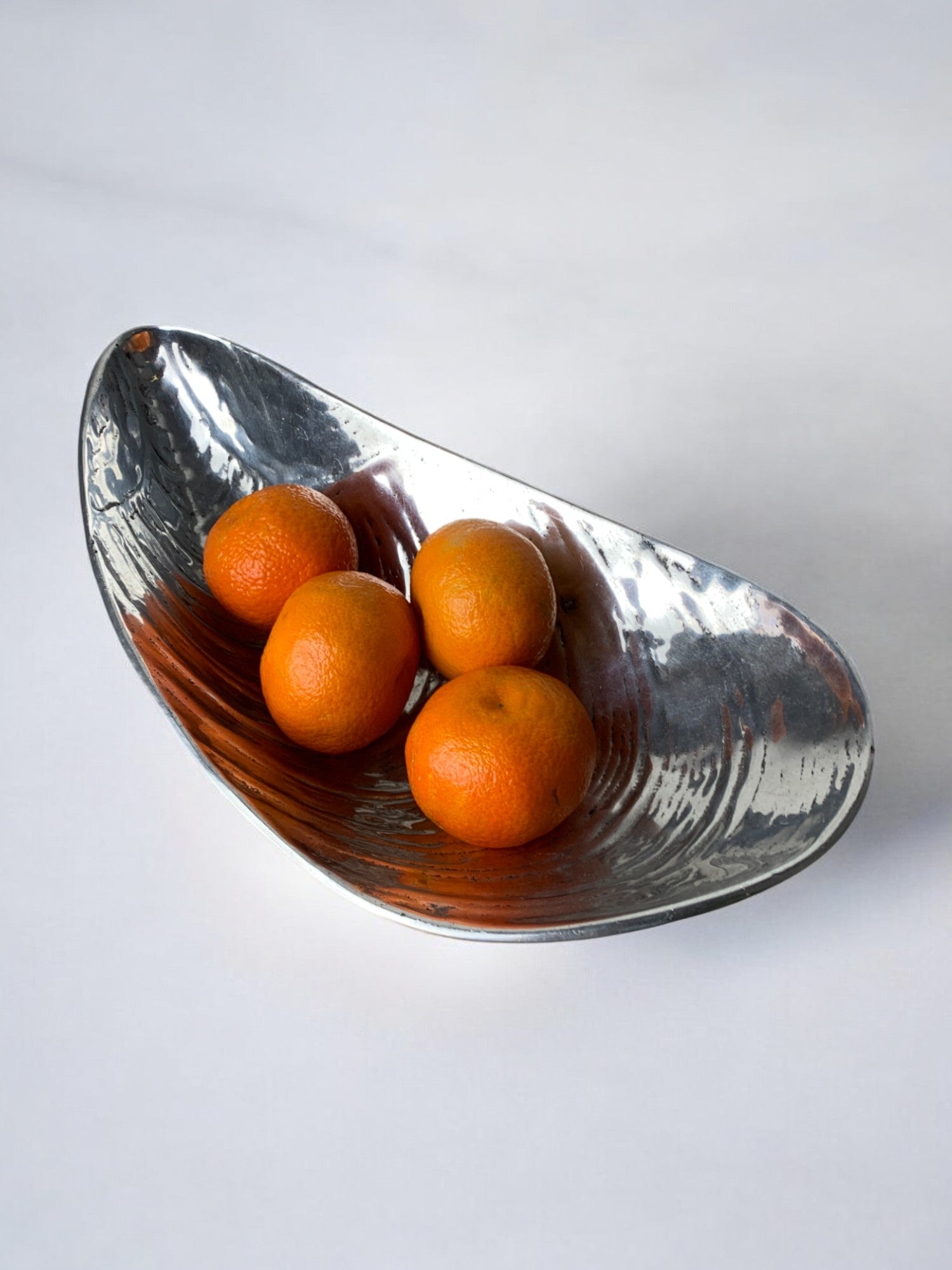Large Mussel Shell Vide-Poches, chromed metal, Italy, 1970's