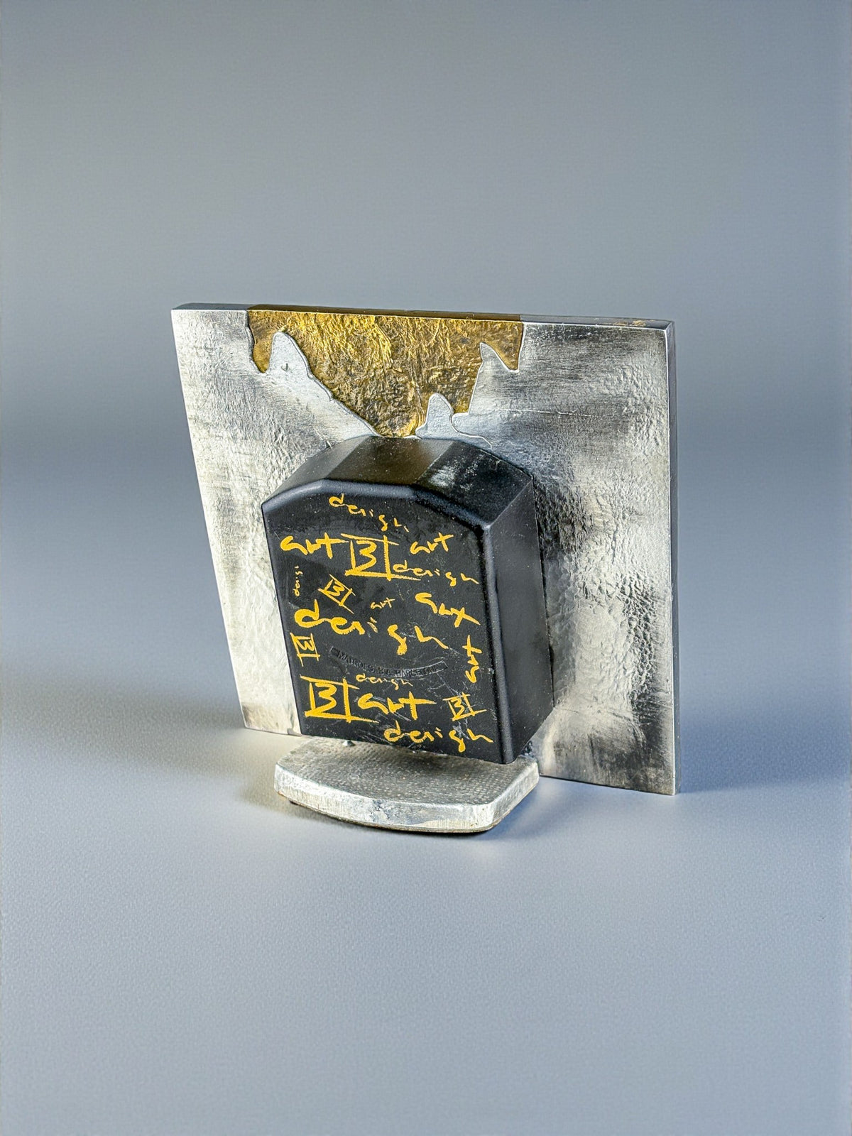 Brutalist Clock by Art3, Brass & Aluminium, Spain, 1980s