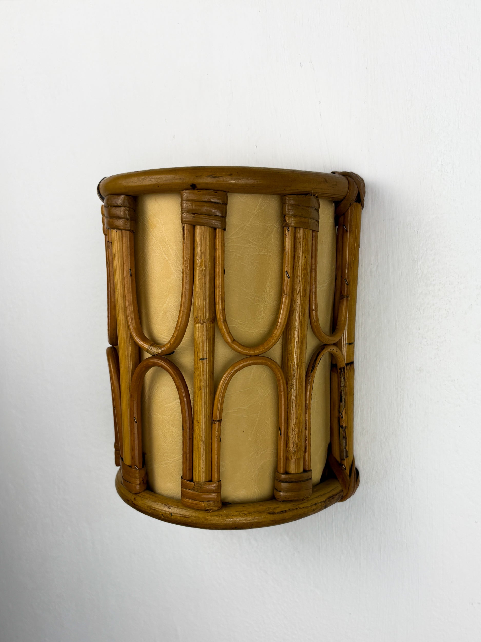 Mid-Century Rattan Wall Sconce, Italy, circa 1960s