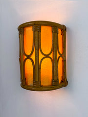 Mid-Century Rattan Wall Sconce, Italy, circa 1960s