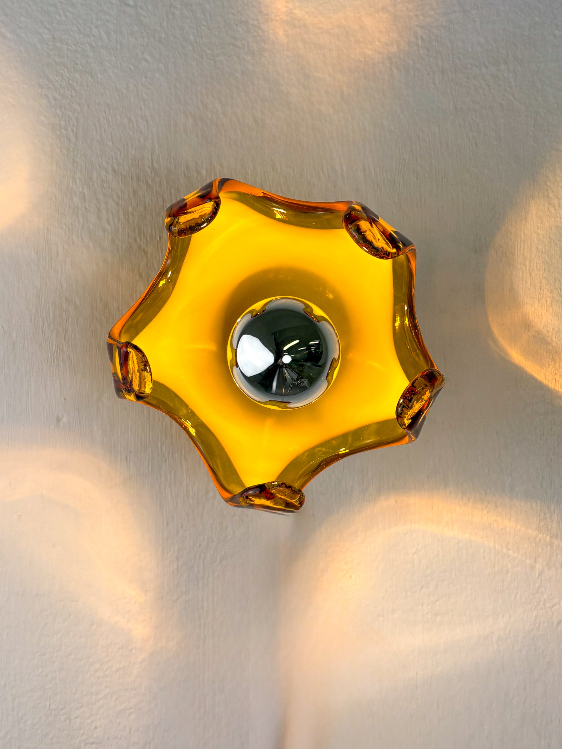 Carlo Nason sconce for Mazzega Murano, Orange murano blown glass Italy, 1970's