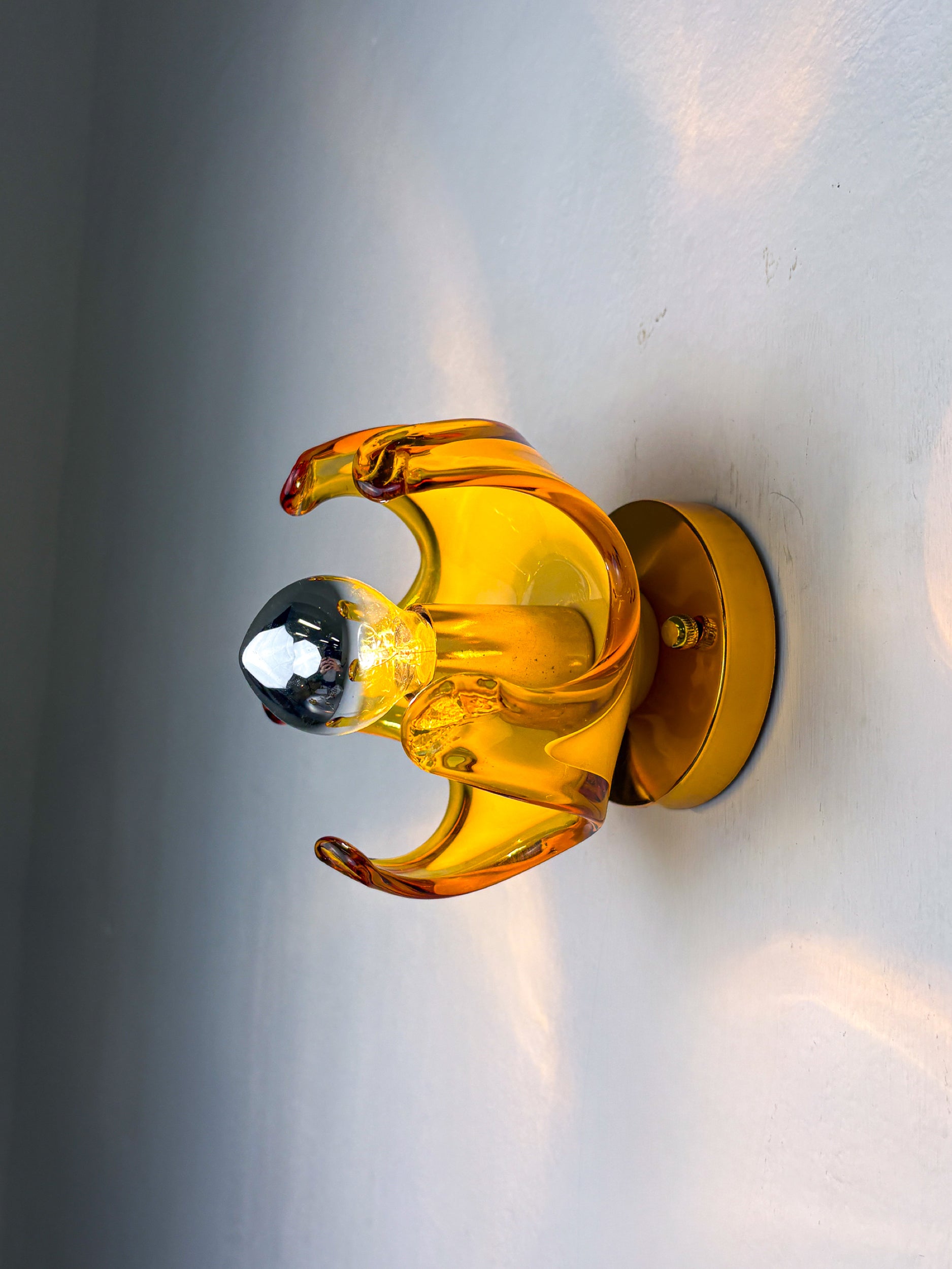 Carlo Nason sconce for Mazzega Murano, Orange murano blown glass Italy, 1970's