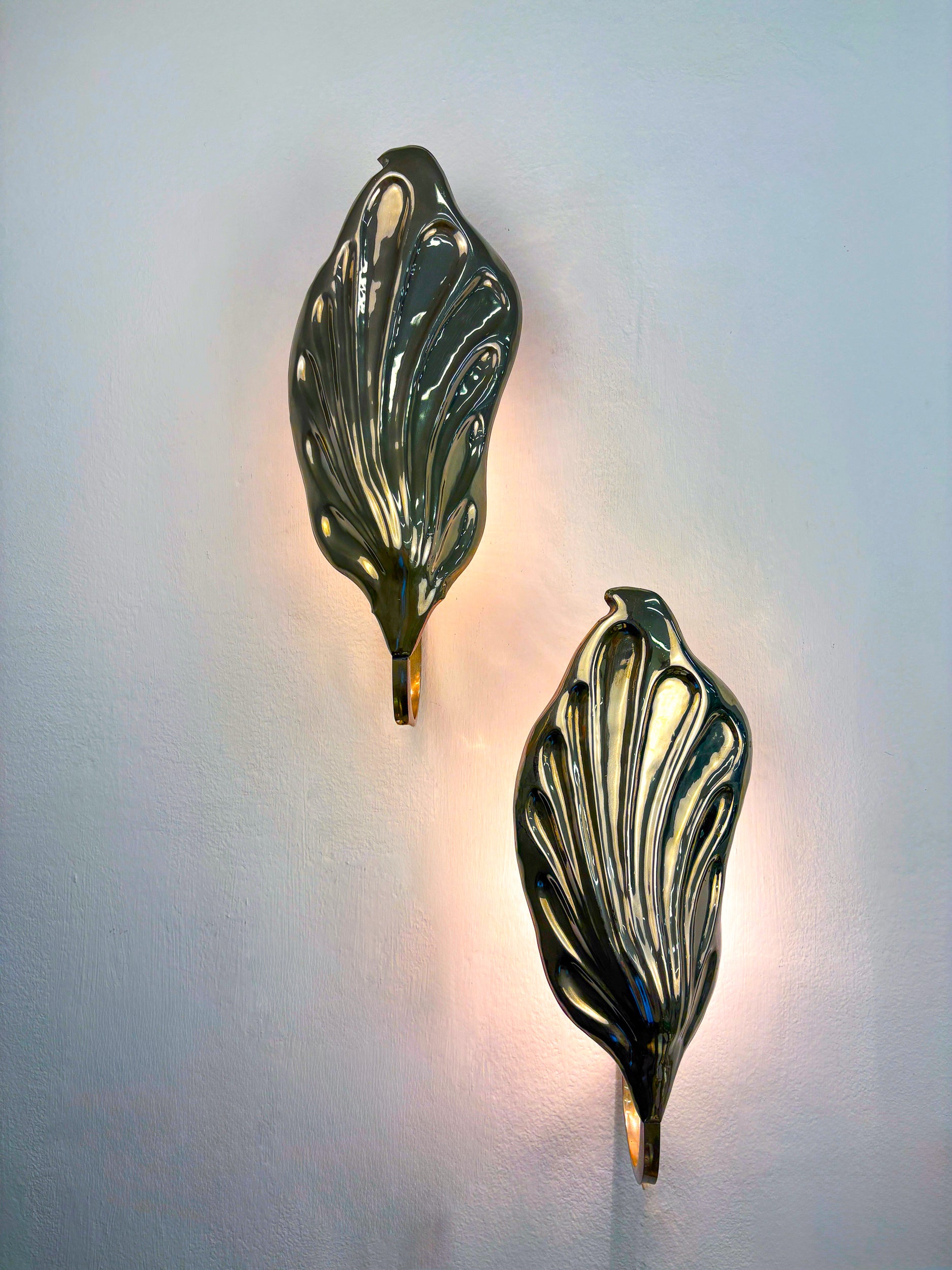 Pair of Tommaso Barbi "Rhubarb" Sconces for  Bottega Gadda, Italy, 1970's