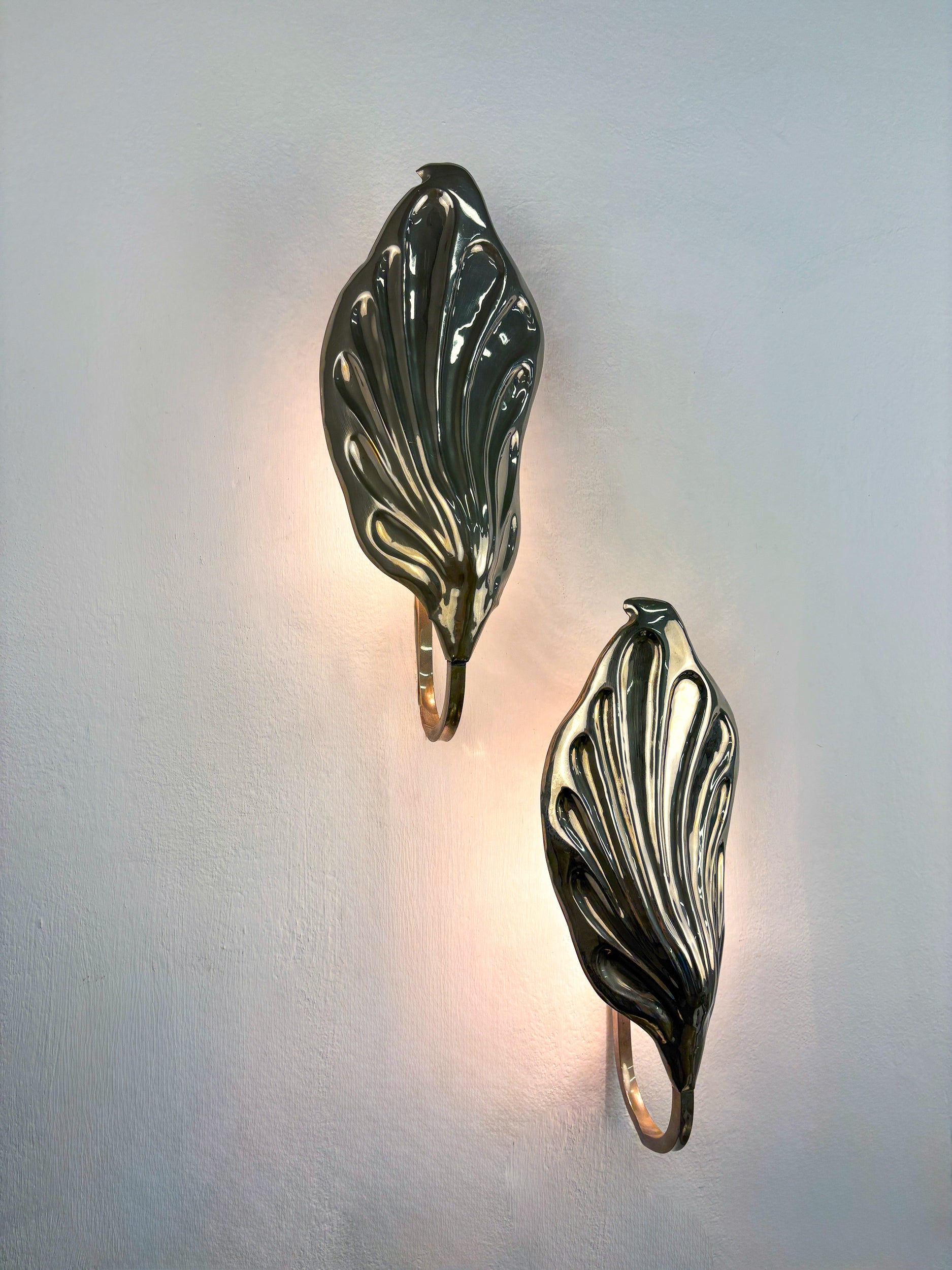 Pair of Tommaso Barbi "Rhubarb" Sconces for  Bottega Gadda, Italy, 1970's