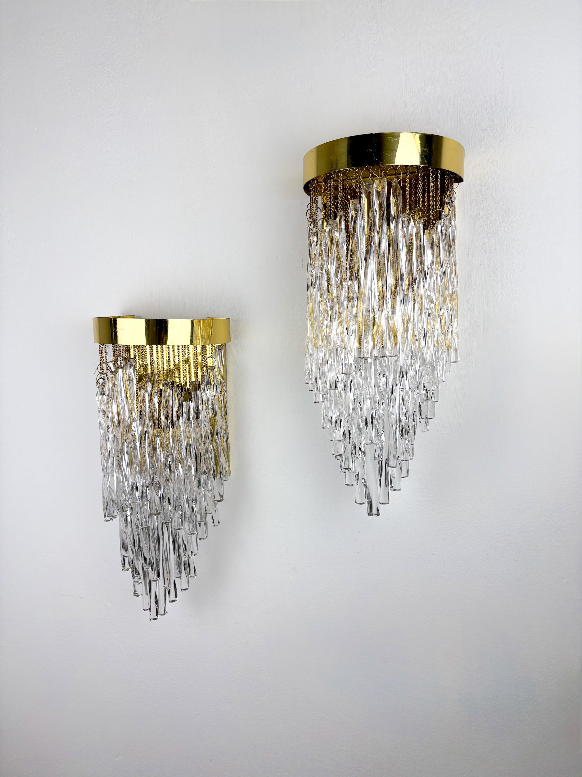 Pair of cascade wall lights by Venini, murano glass, italy, 1970's