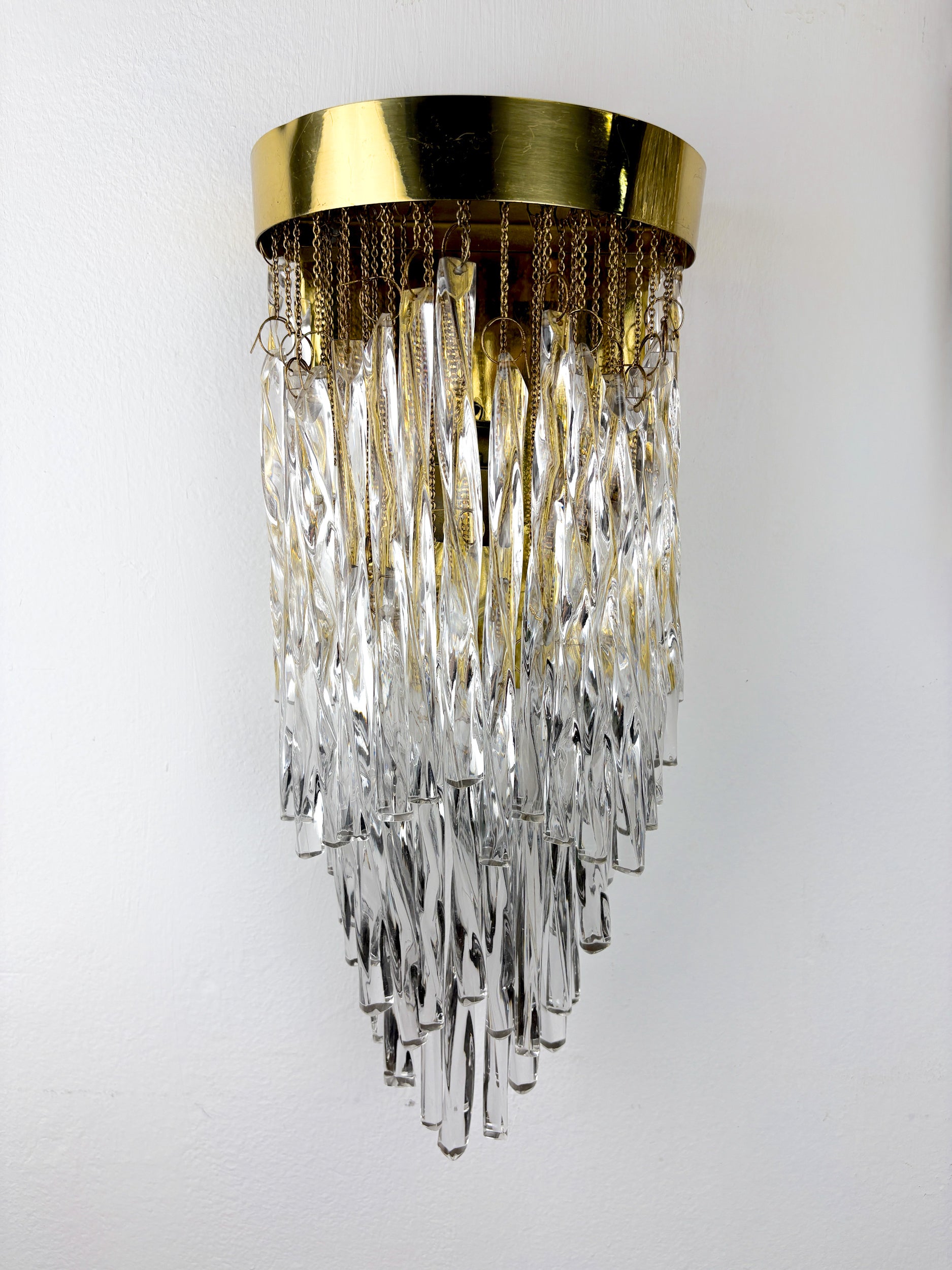 Pair of cascade wall lights by Venini, murano glass, italy, 1970's