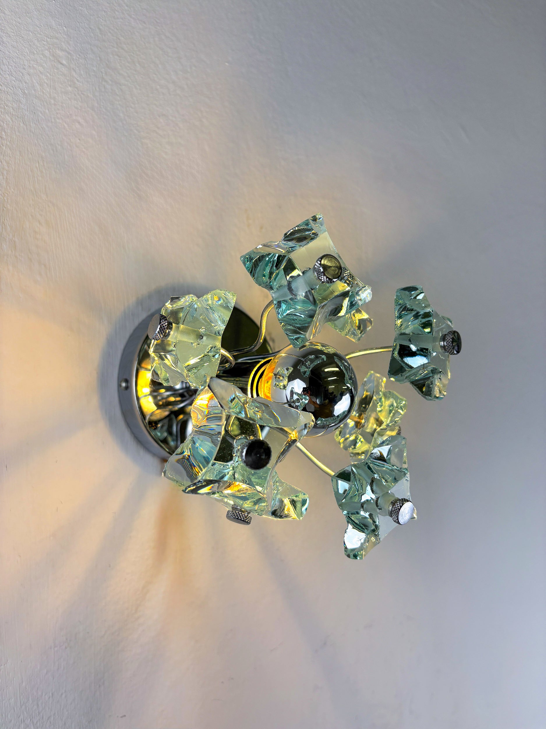 Sputnik Zero Quattro wall sconce by Fontana Arte – Murano Cut Glass, Italy 1970s