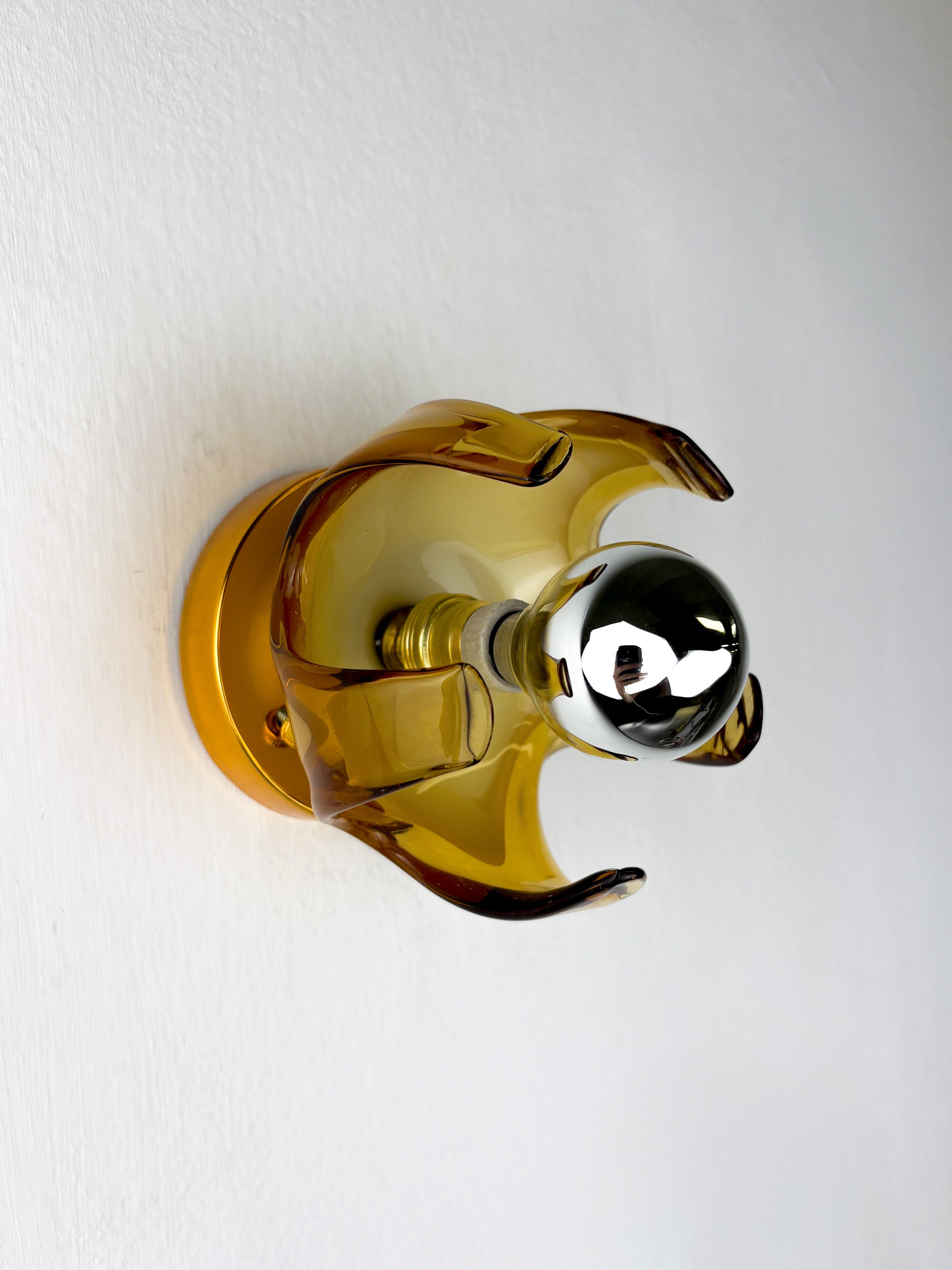 Carlo Nason sconce for Mazzega Murano, Orange murano blown glass Italy, Circa 1970's