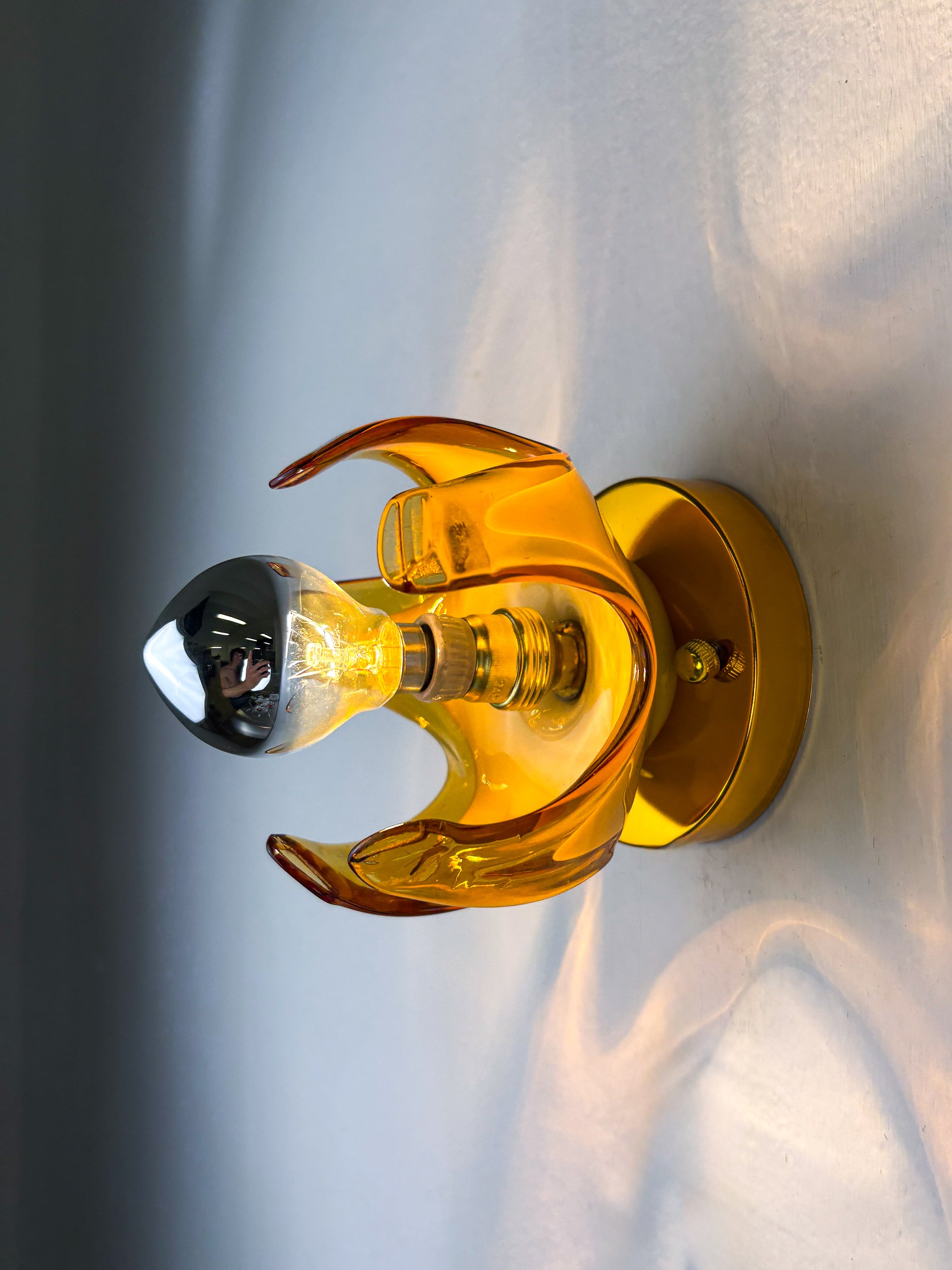 Carlo Nason sconce for Mazzega Murano, Orange murano blown glass Italy, Circa 1970's