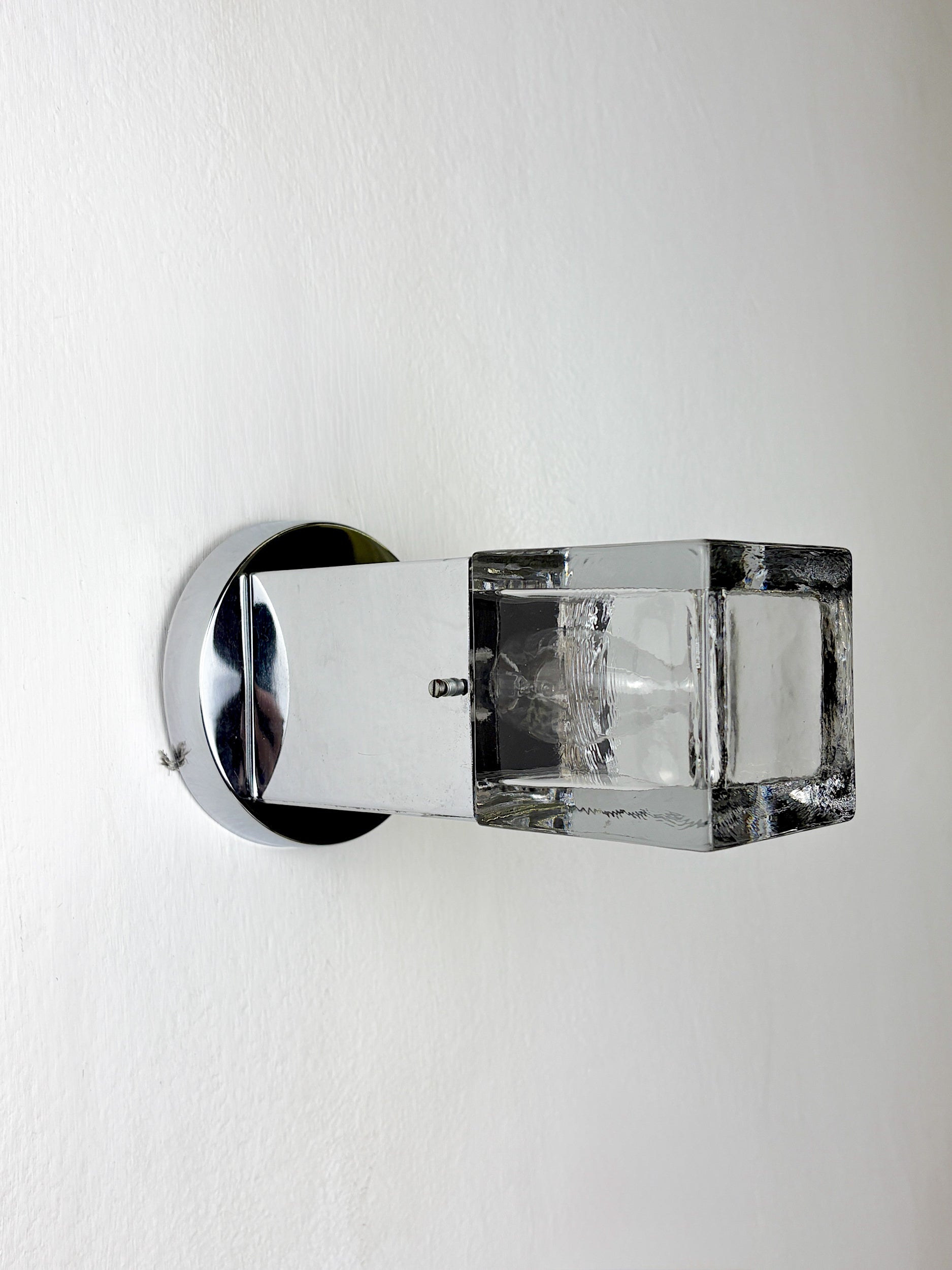 Pair of Cubique Sciolari Wall Sconces – Chrome & Murano Glass, Italy 1970s