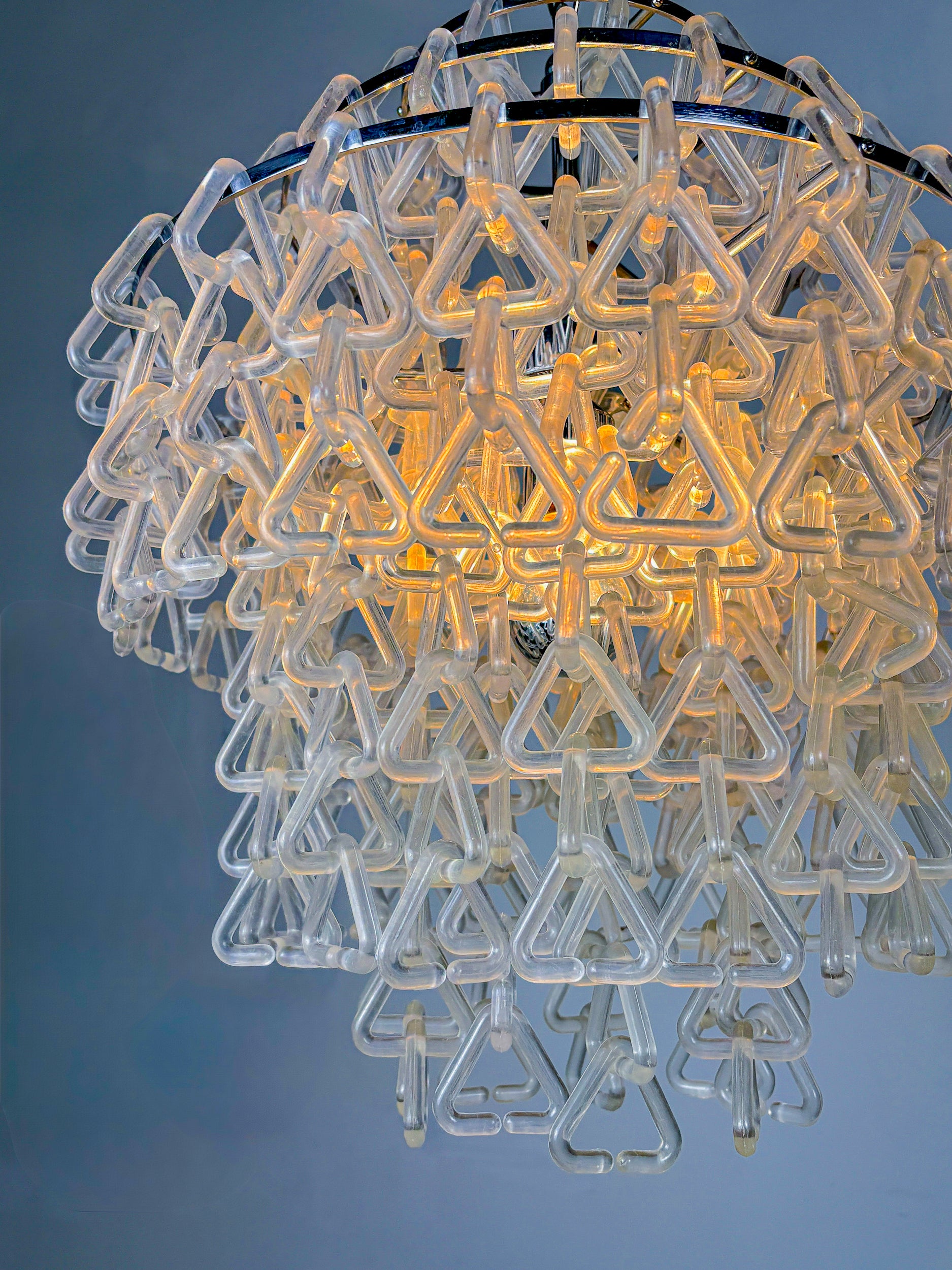 Space-Age Lucite Triangular Cascade Chandelier, Italy 1970s