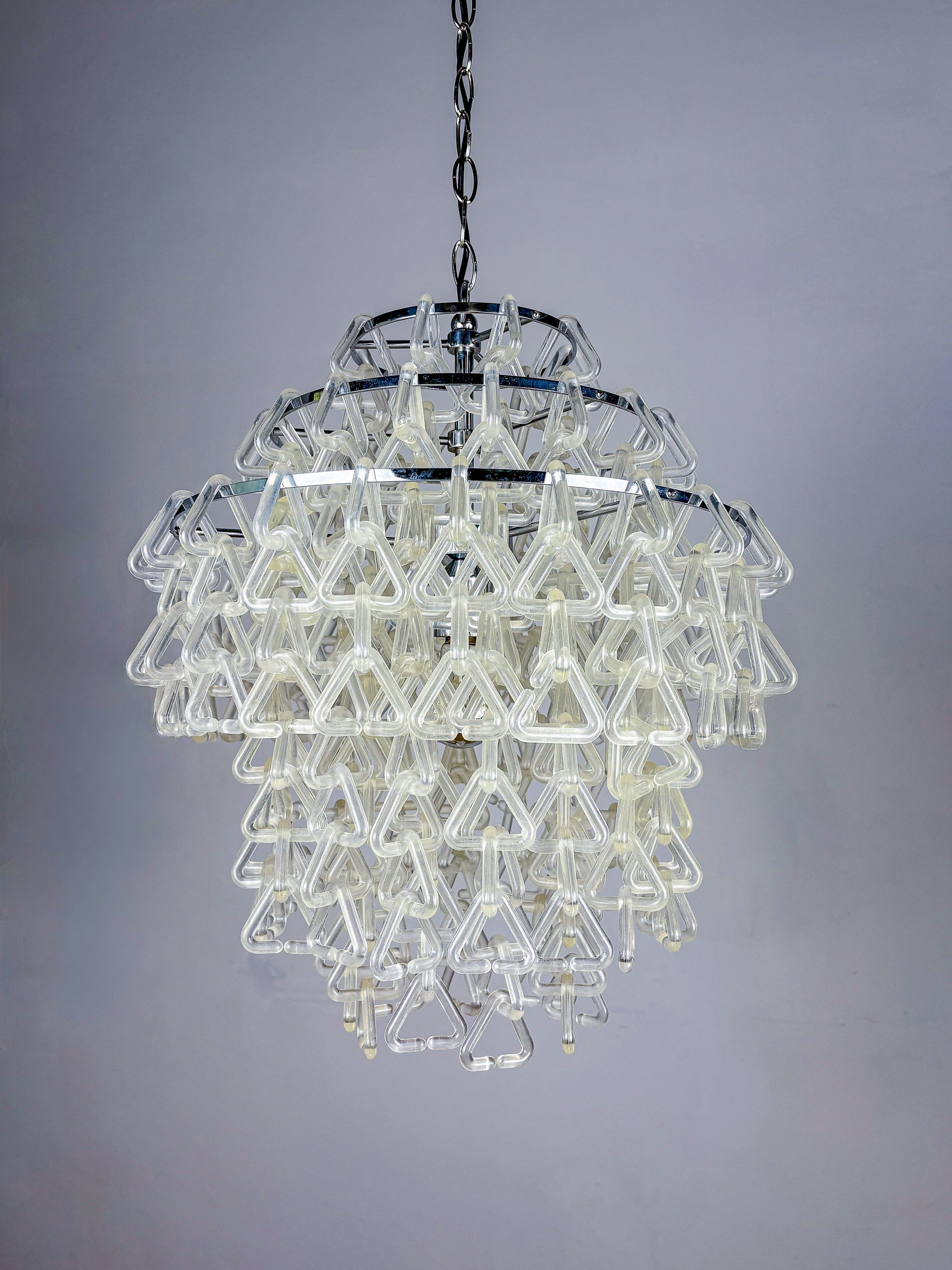 Space-Age Lucite Triangular Cascade Chandelier, Italy 1970s