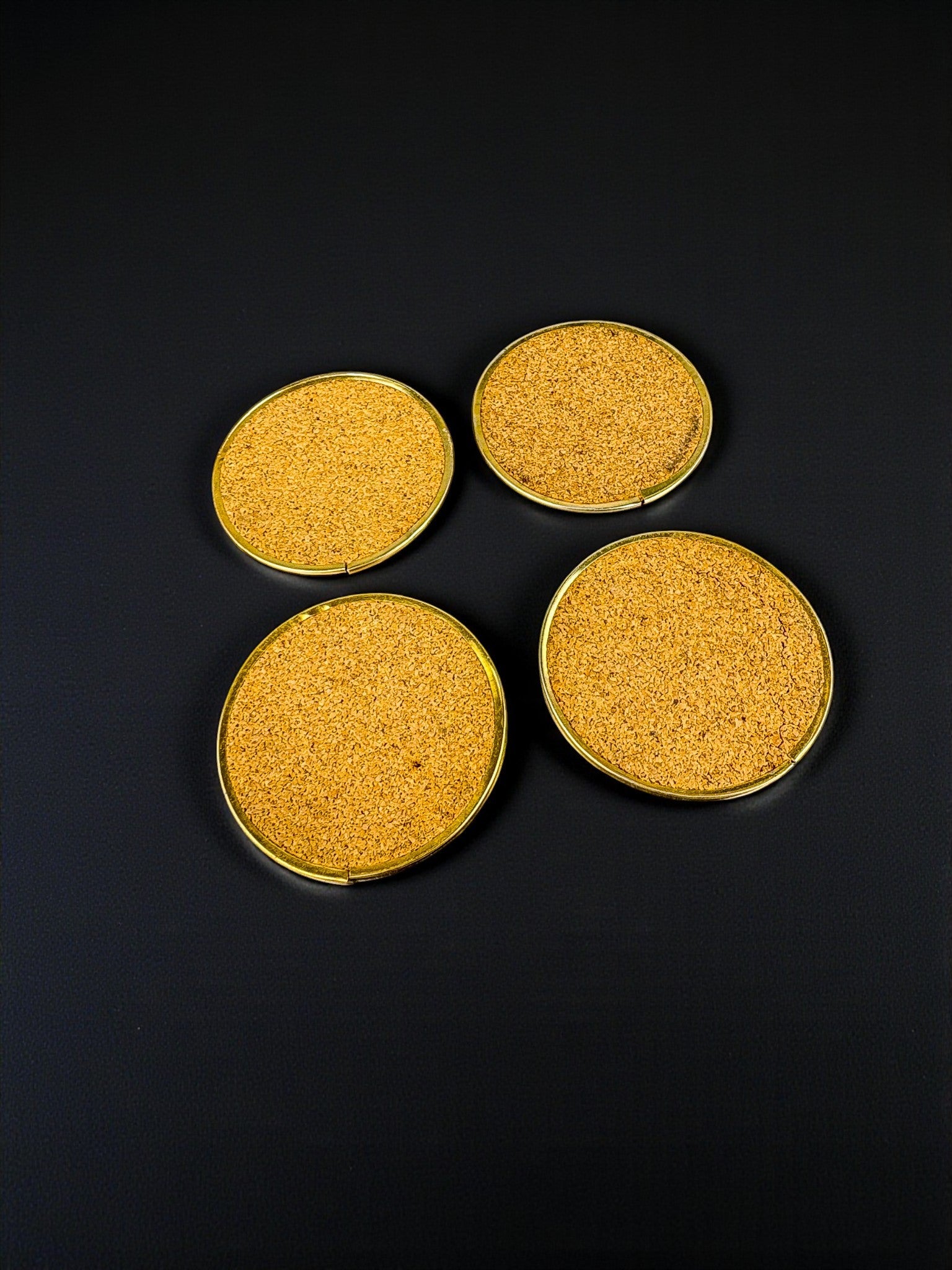 Hollywood Regency mother-of-pearl & brass Coasters, Set of 4, Italy, 1970