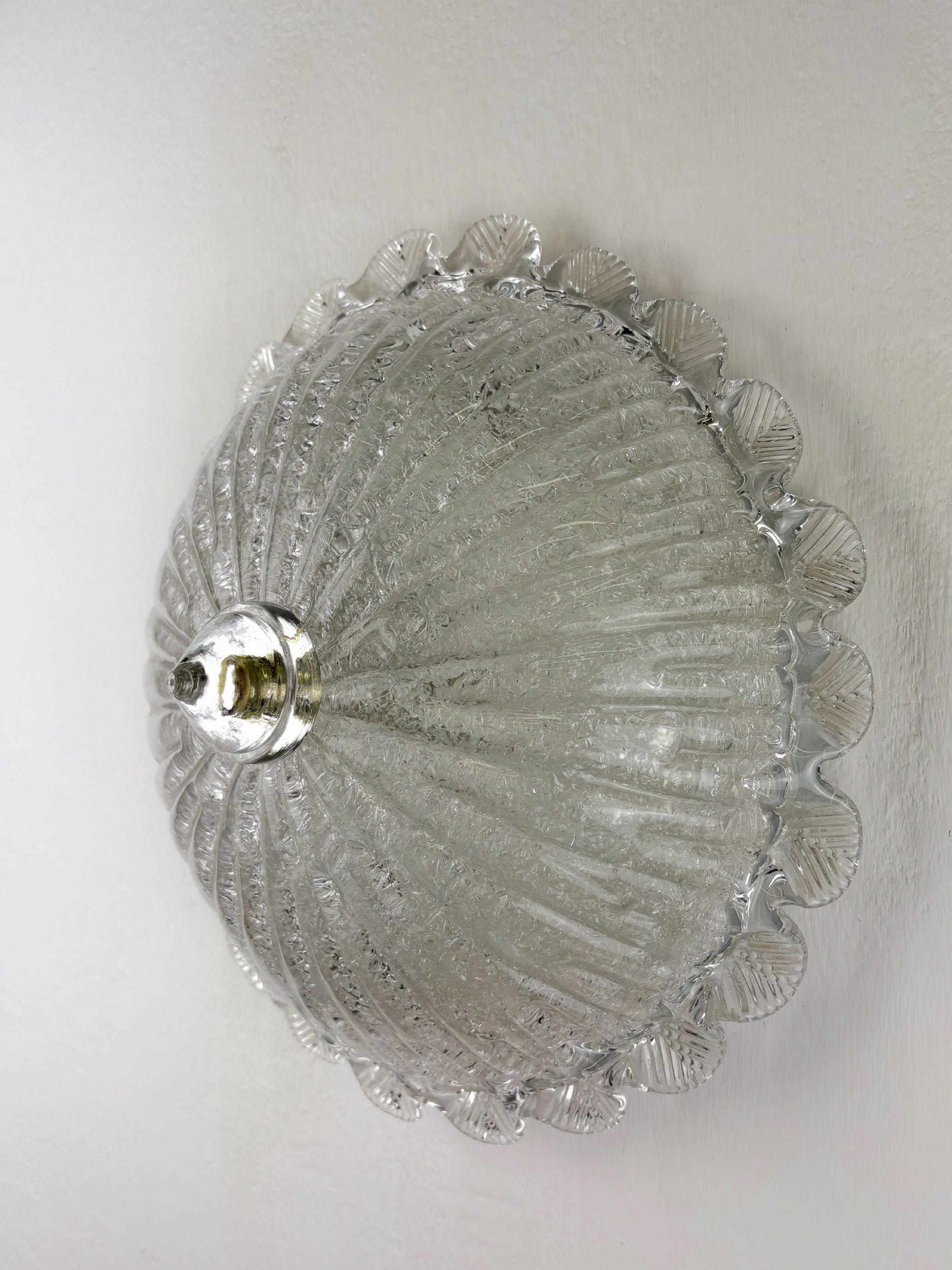 Murano Glass Scalloped Flushmount Ceiling Light, Italy 1960s