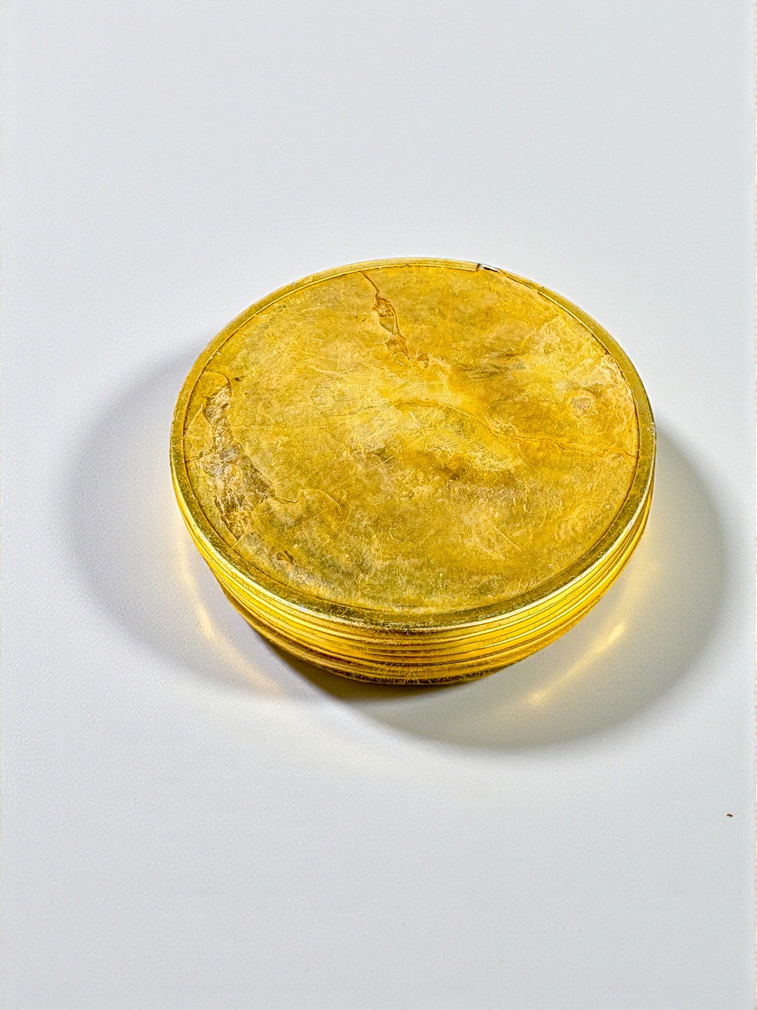 Hollywood Regency mother-of-pearl & brass Coasters, Set of 4, Italy, 1970
