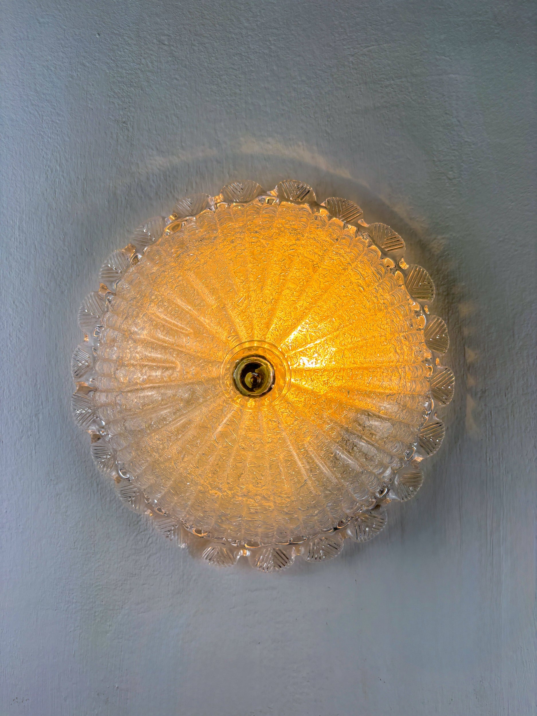 Murano Glass Scalloped Flushmount Ceiling Light, Italy 1960s