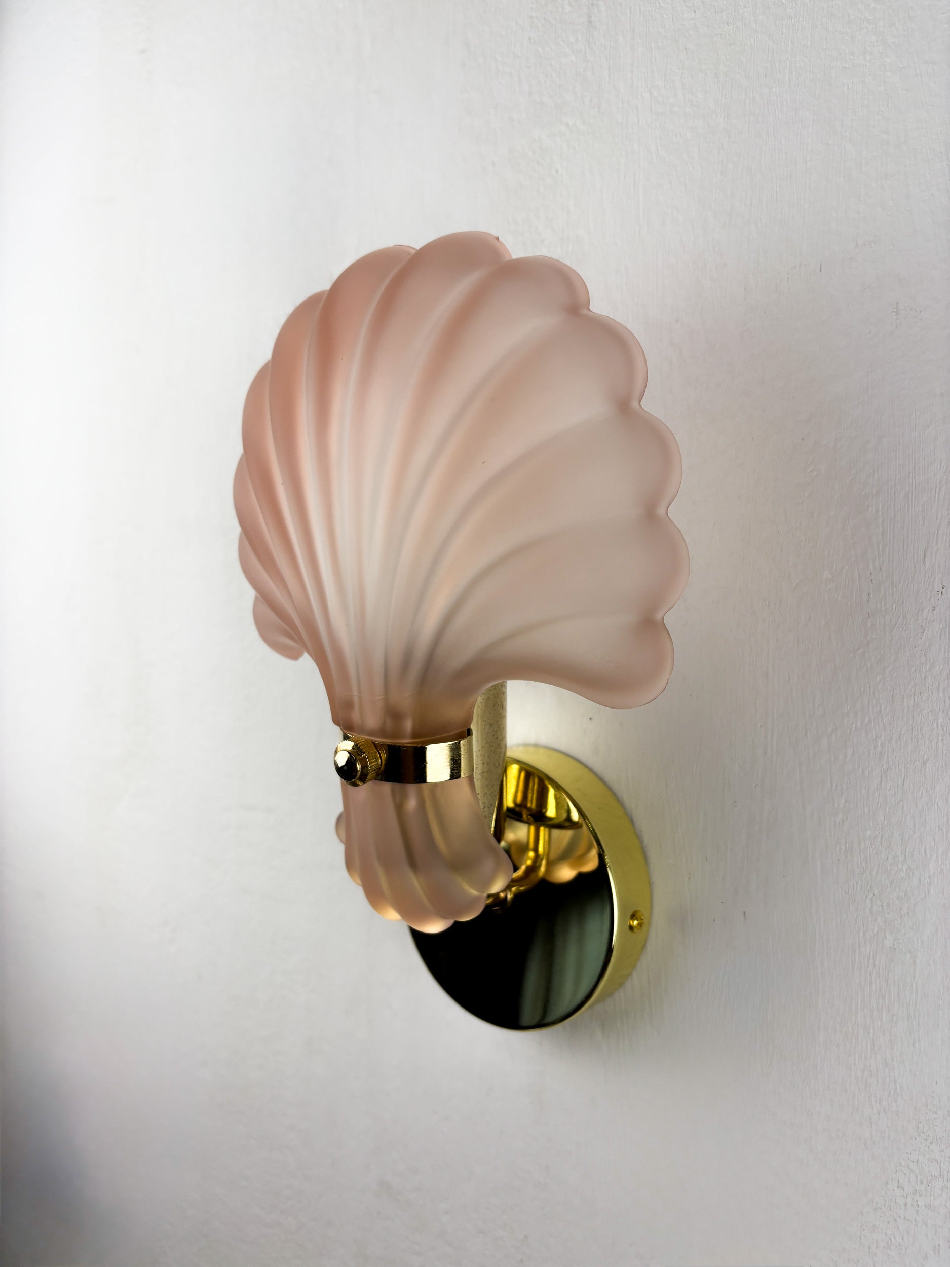 Pair of Art Deco Shell Wall Sconces – Amber Glass, France 1970s
