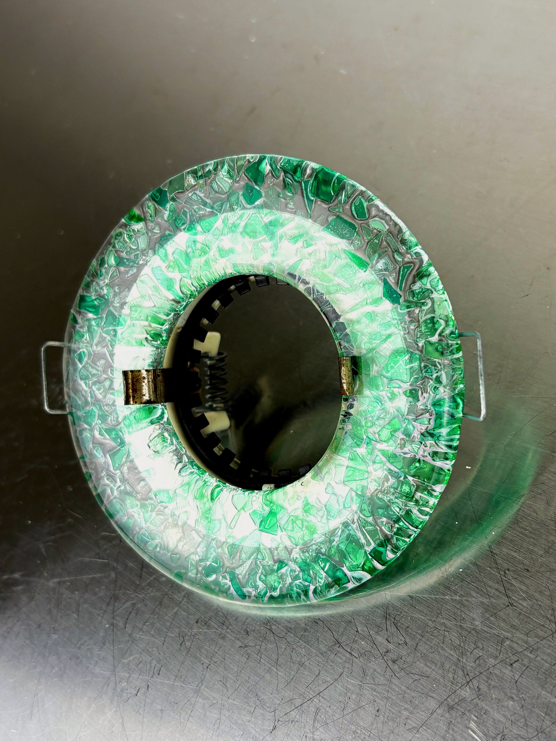Murano Glass Spotlight by La Murrina – Green Frosted Texture, Italy 1980s