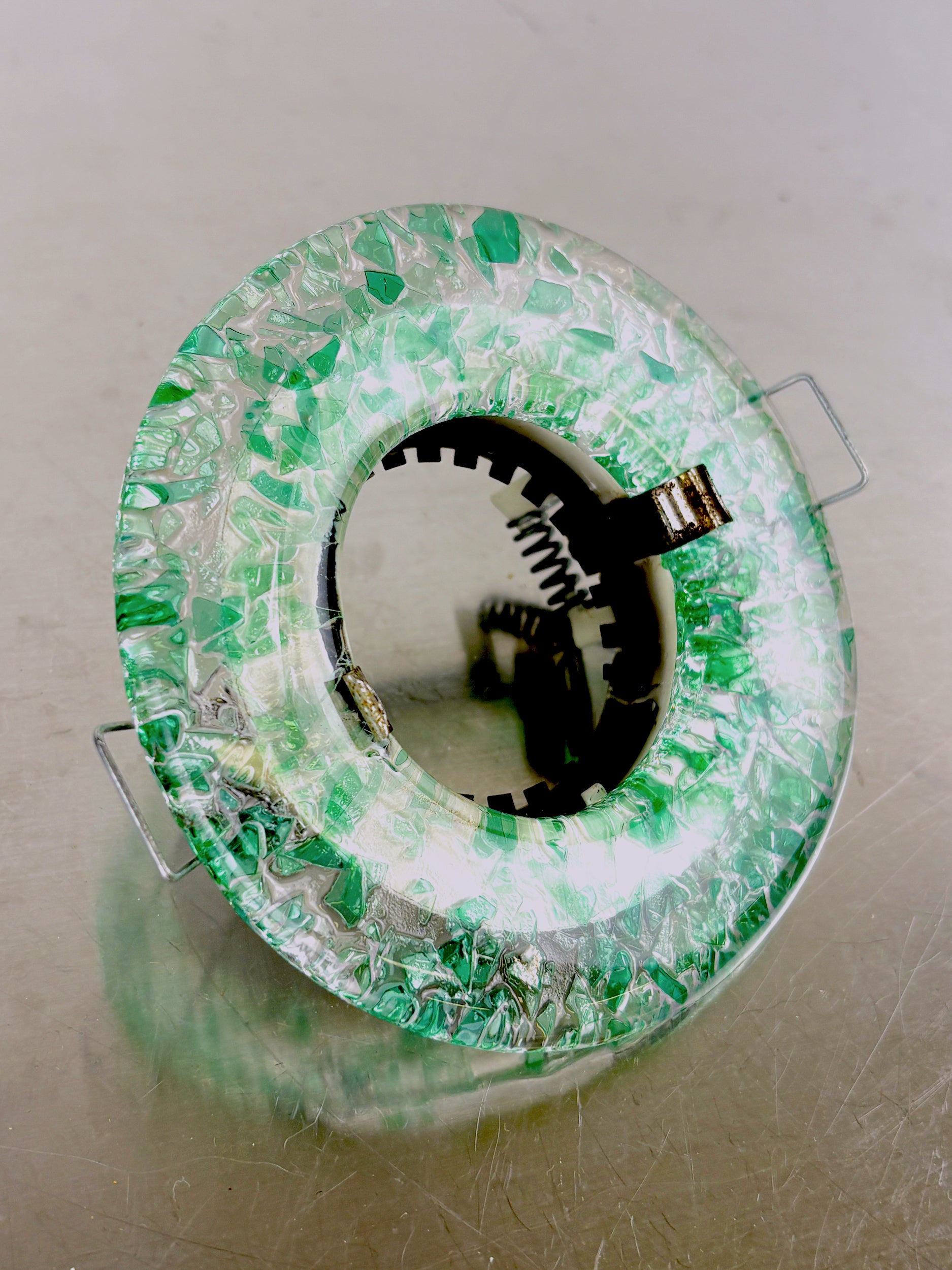 Murano Glass Spotlight by La Murrina – Green Frosted Texture, Italy 1980s