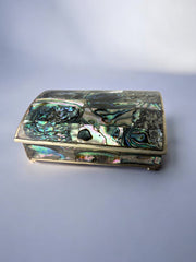 Abalone shell vanity box, Alpaca and wood, Mexico, circa 1970