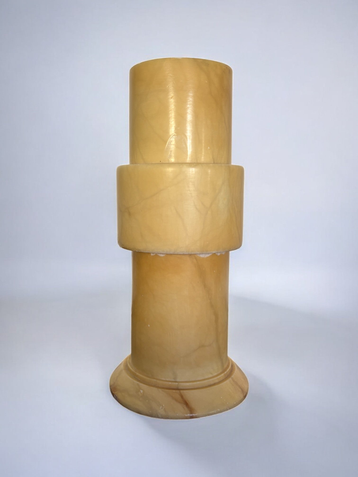 Alabaster Stepped Circular Table Lamp, Spain, 1970s