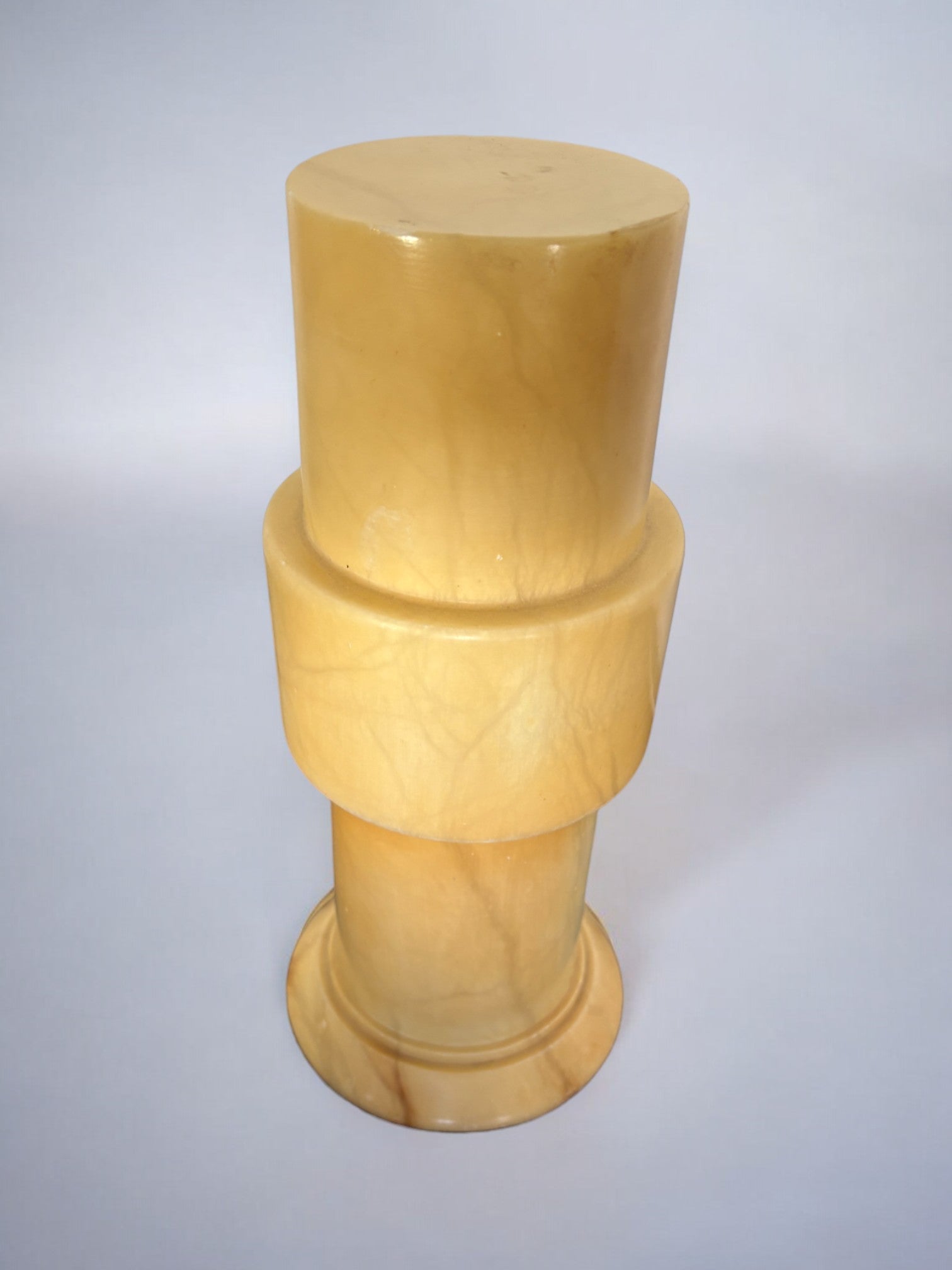 Alabaster Stepped Circular Table Lamp, Spain, 1970s