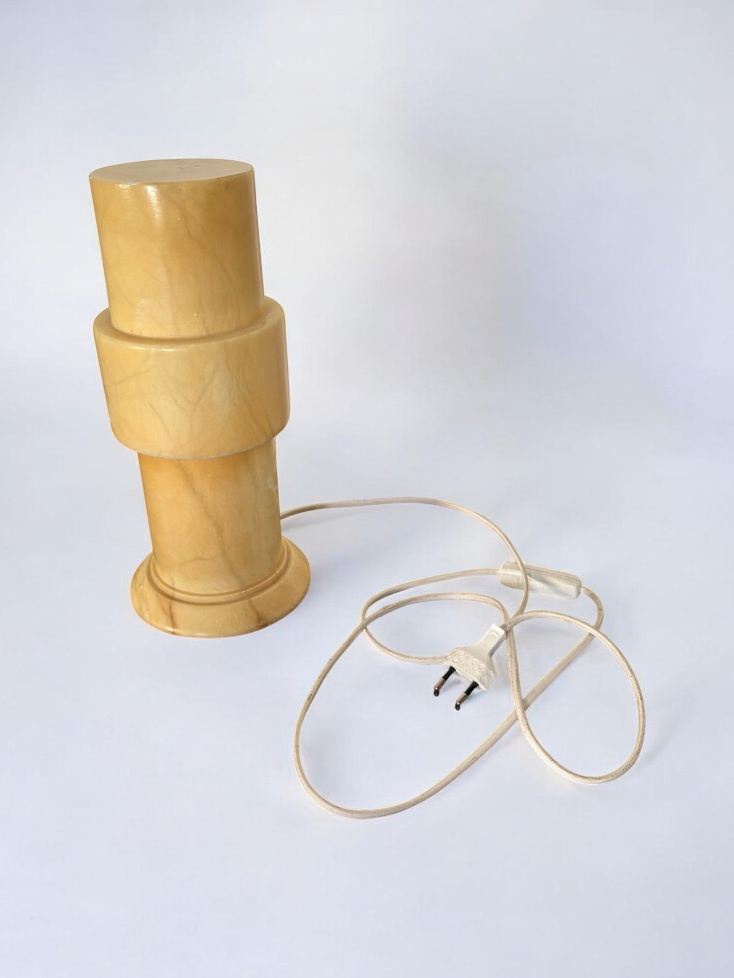 Alabaster Stepped Circular Table Lamp, Spain, 1970s