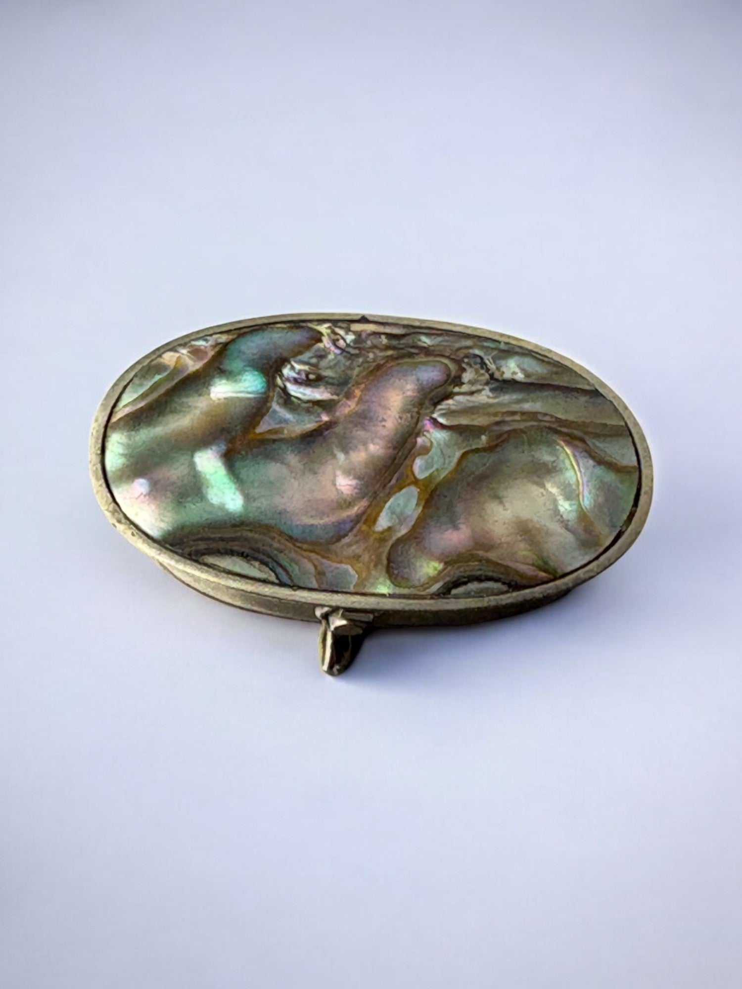 Abalone shell & Alpaca pill box, Mexico, 1970's