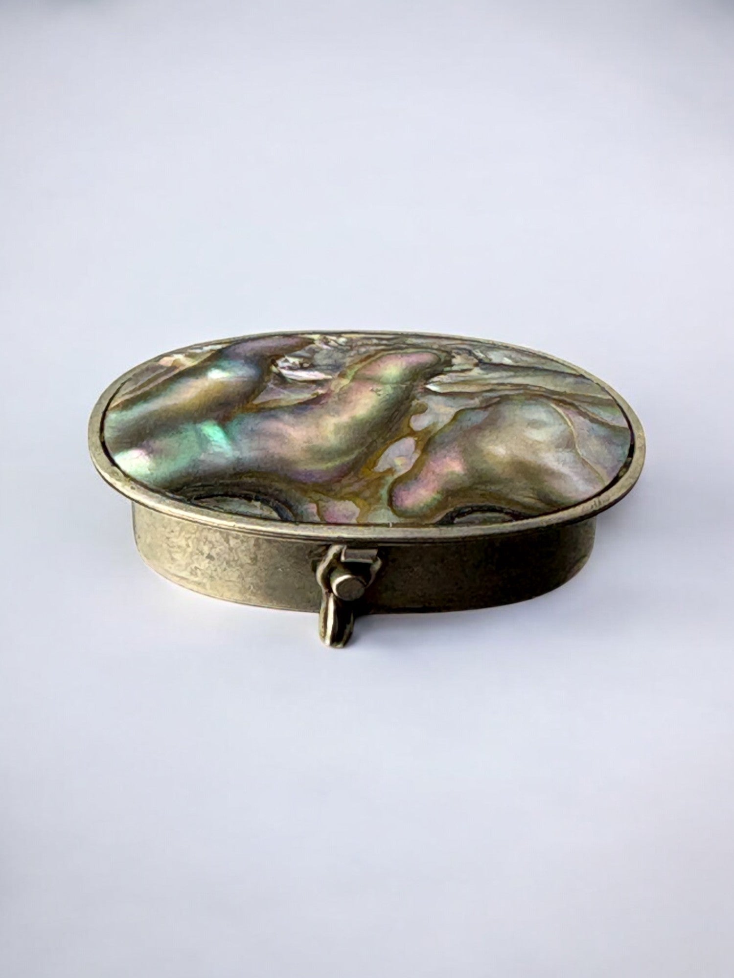 Abalone shell & Alpaca pill box, Mexico, 1970's