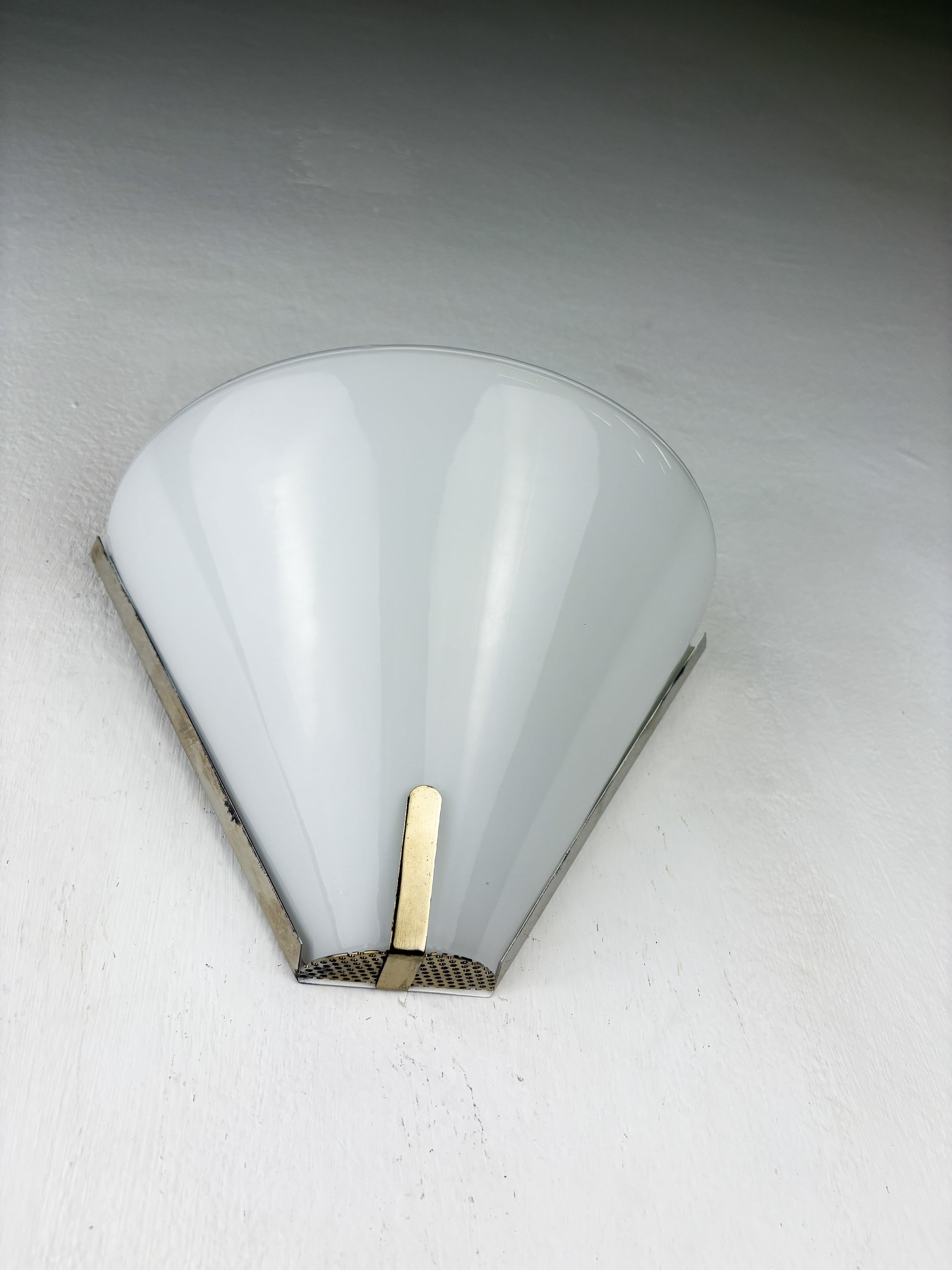 Pair of Mid-Century Conical Opal Glass Wall lights, Italy 1960's