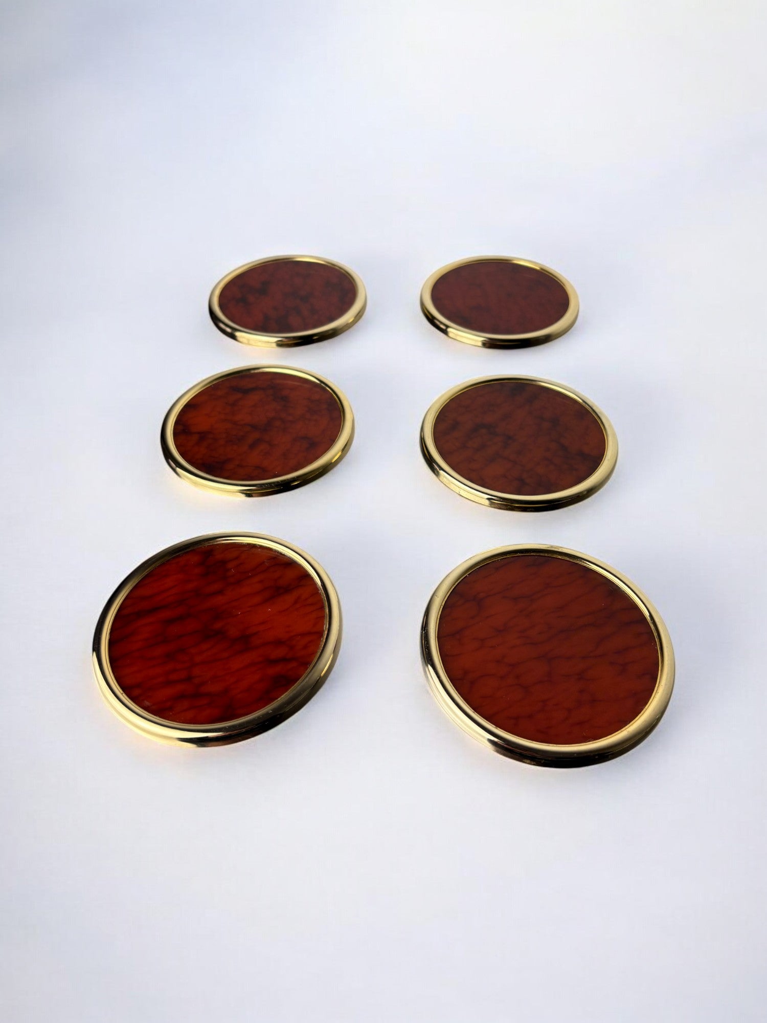 Willy Rizzo Style Coasters in Faux Tortoise Shell, Set of 6, Italy, circa 1970's