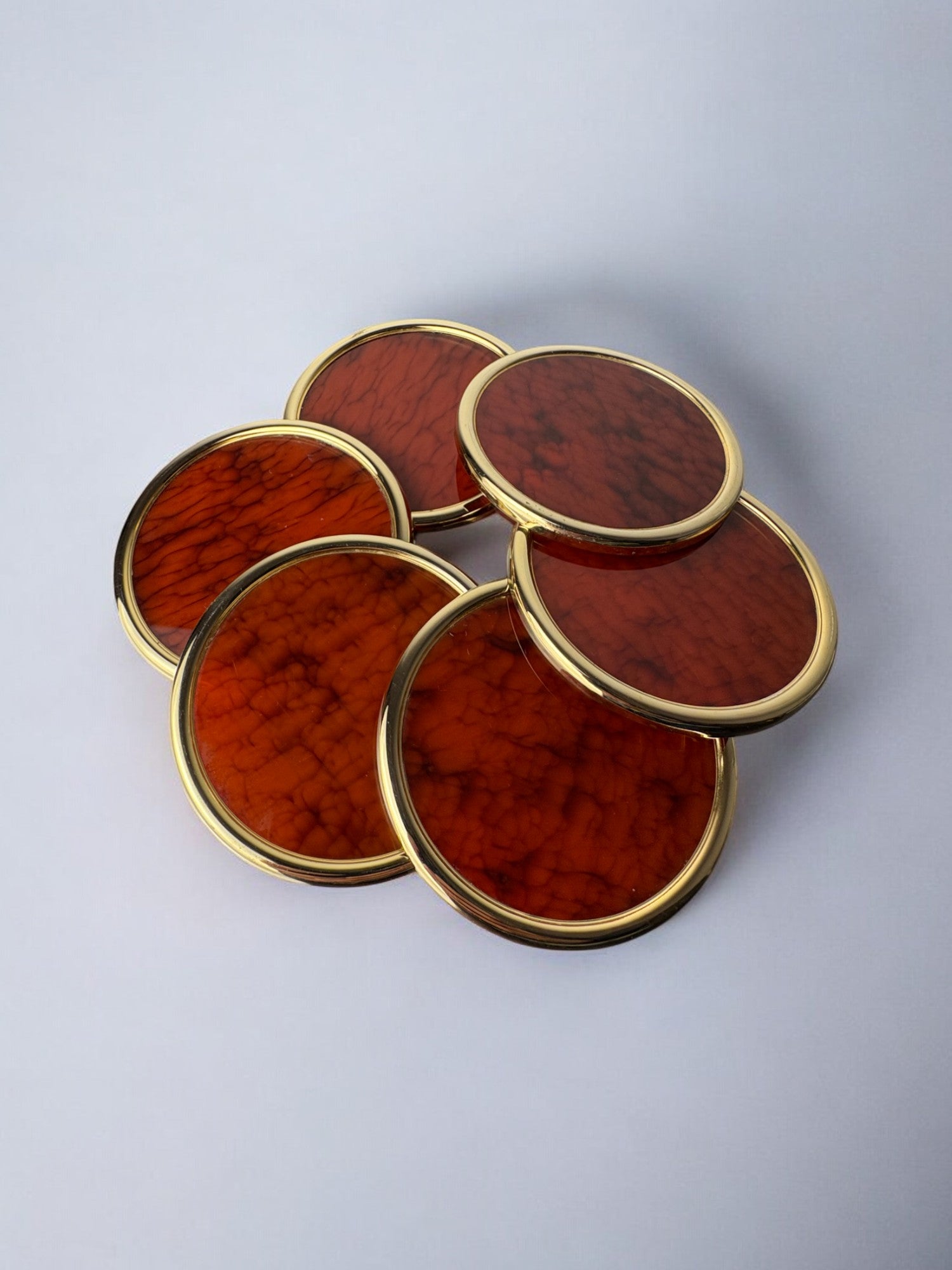 Willy Rizzo Style Coasters in Faux Tortoise Shell, Set of 6, Italy, circa 1970's