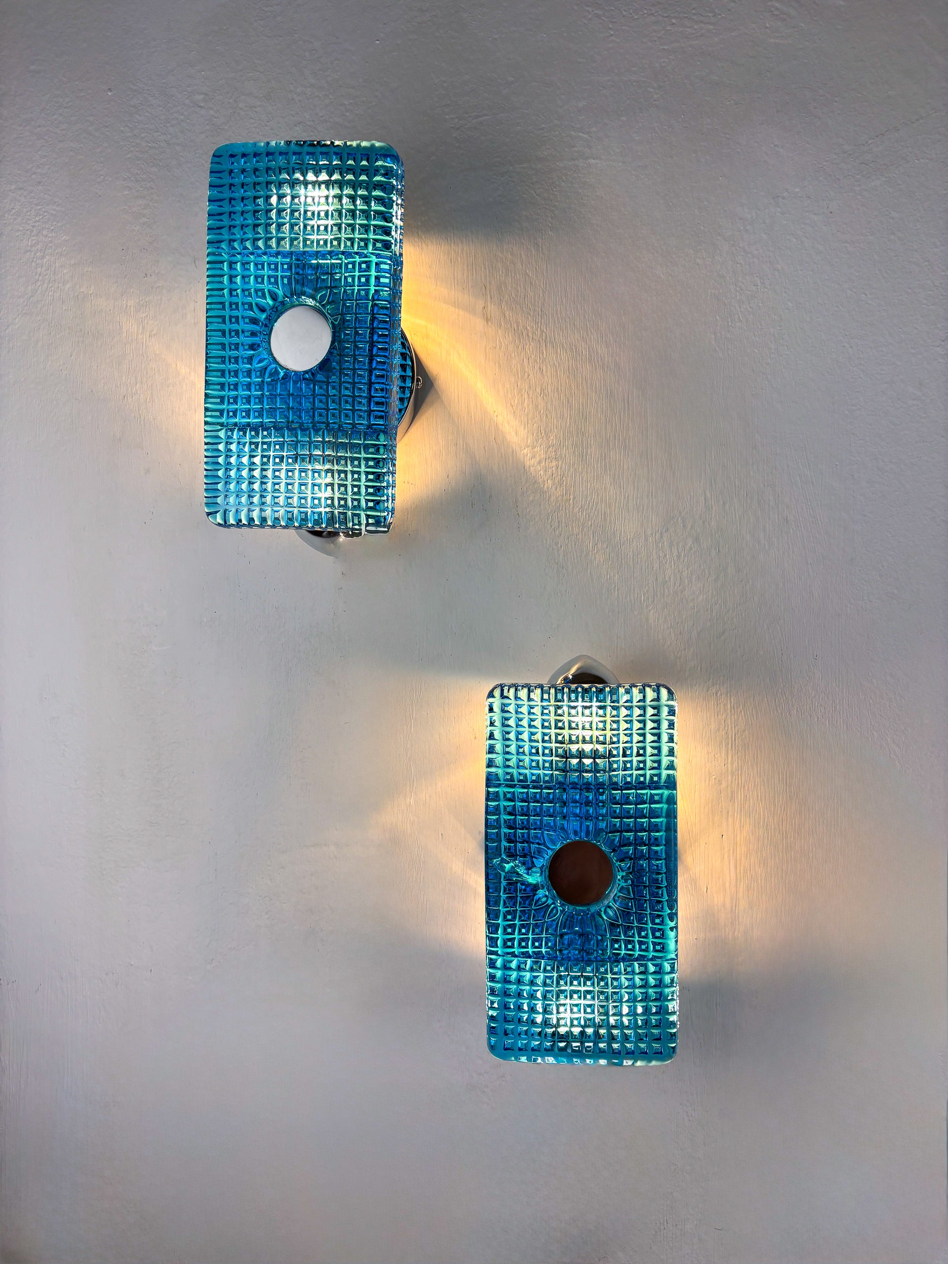 Pair of Space Age Blue Murano Glass Wall Sconces, Italy 1970s