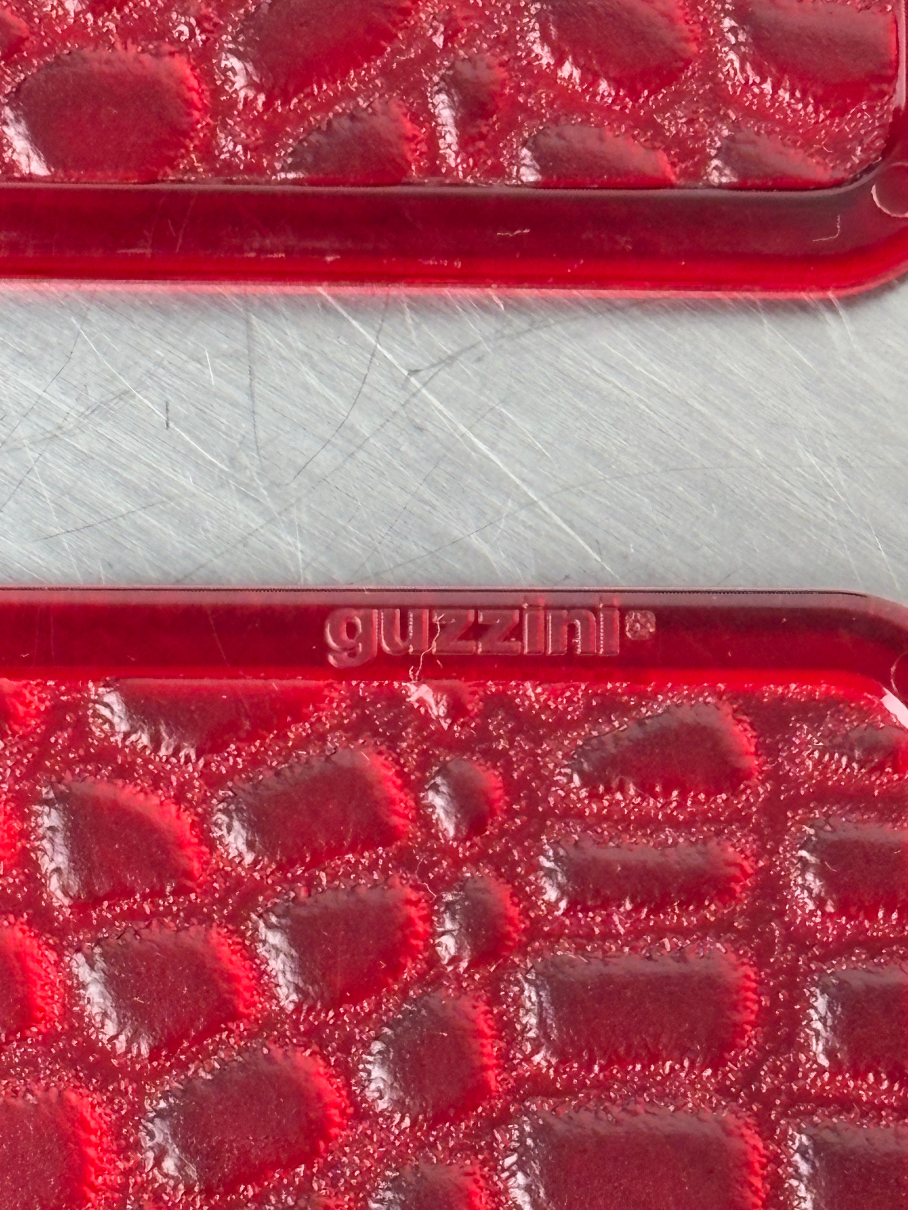 Faux croco coasters by Guzzini in Lucite, set of 6, Italy, 1980's
