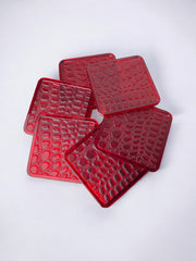 Faux croco coasters by Guzzini in Lucite, set of 6, Italy, 1980's