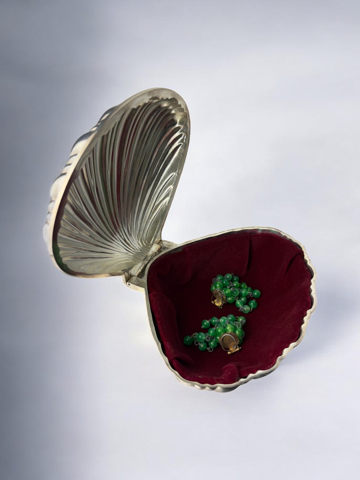 Shell jewelry box, silver plated, Italy, 1980's