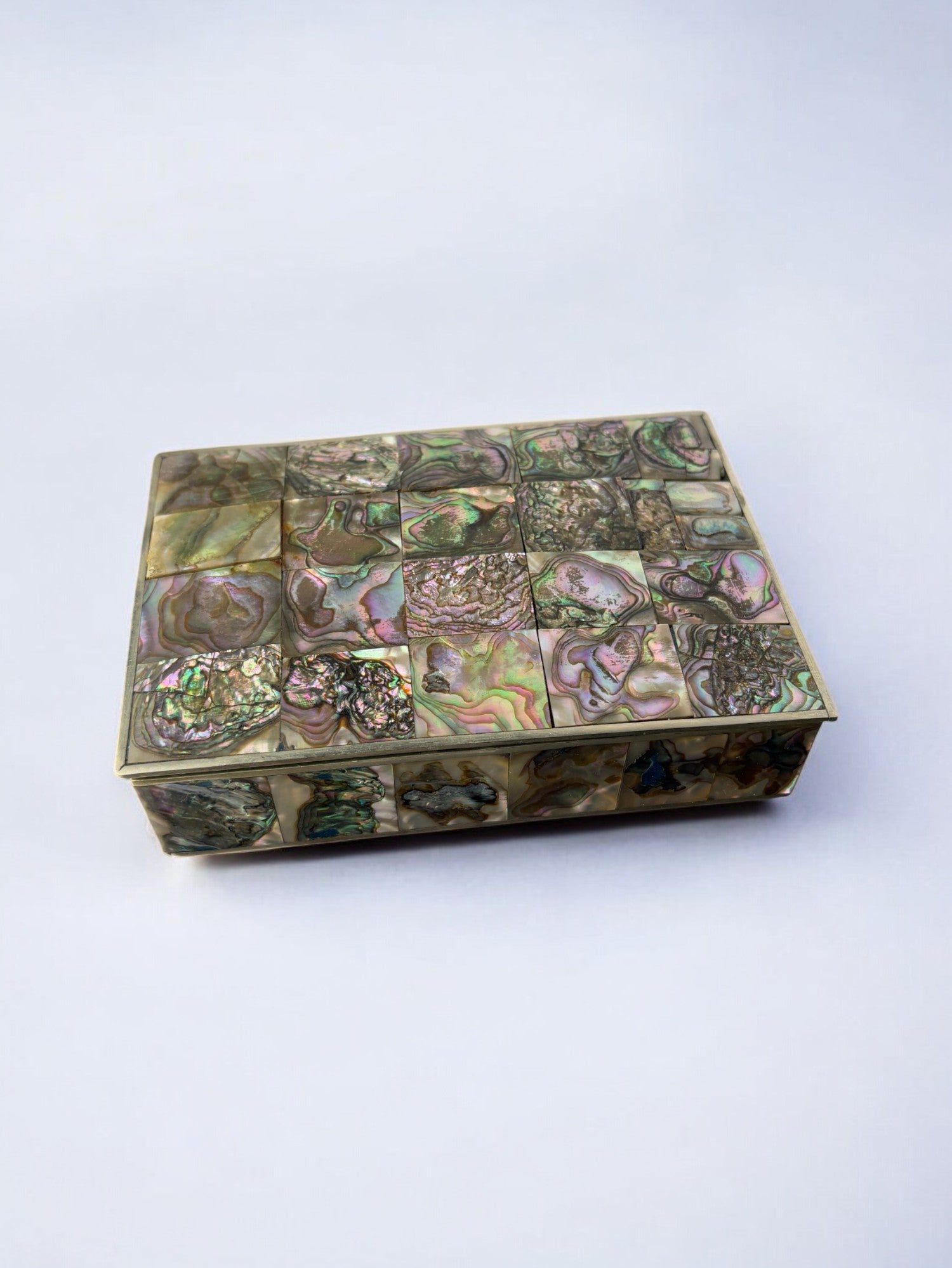 Abalone shell box, Alpaca Mexico, 1970's