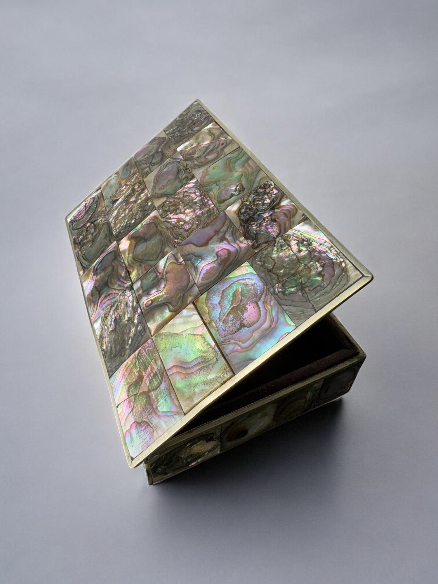Abalone shell box, Alpaca Mexico, 1970's